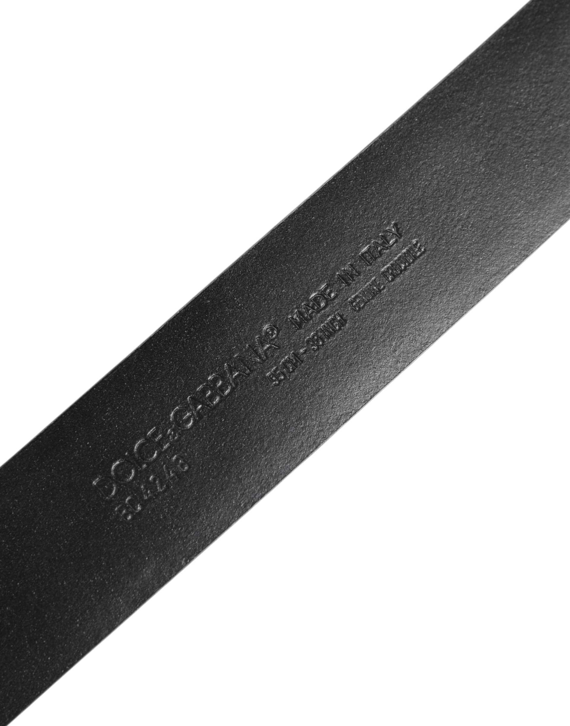 Dolce & Gabbana Black Exotic Leather DG Logo Buckle Belt - 6