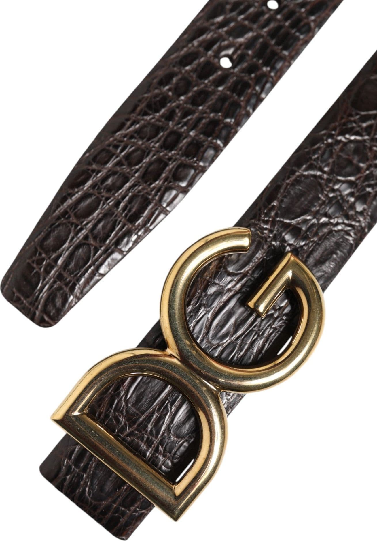 Dolce & Gabbana Black Exotic Leather DG Logo Buckle Belt - 7