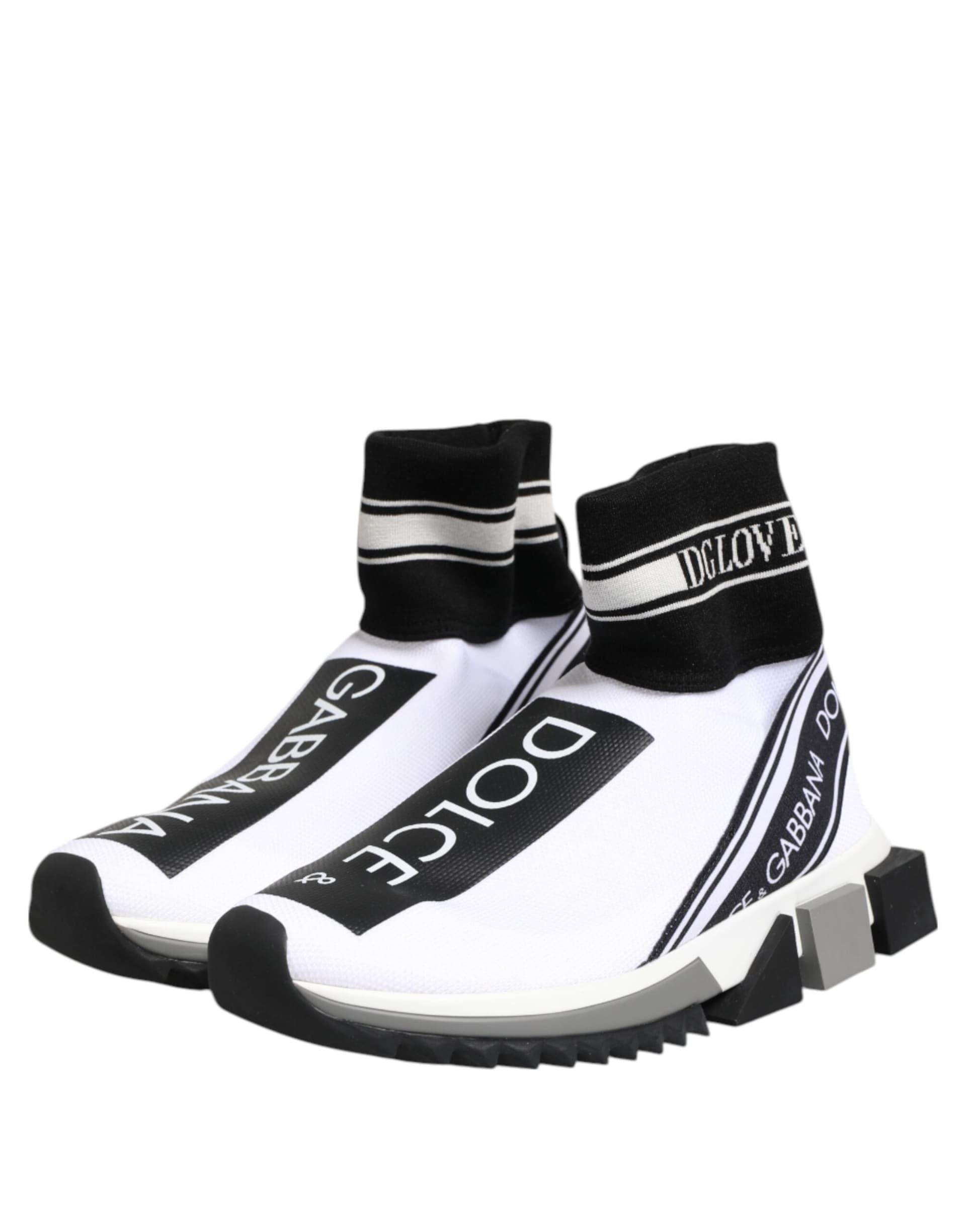 Dolce & Gabbana White Black Sorrento Socks Sneakers Shoes - 3