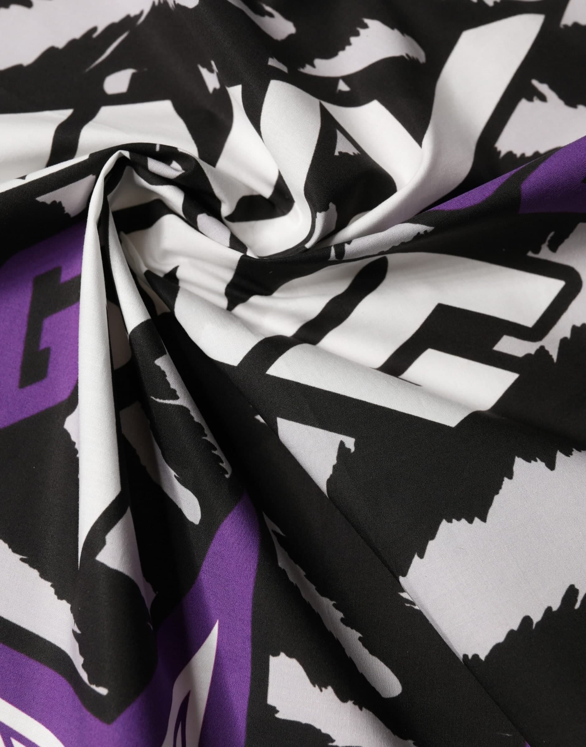 Dolce & Gabbana Black Purple DG King Cotton Foulard 51cm x 49.5cm Scarf - 4
