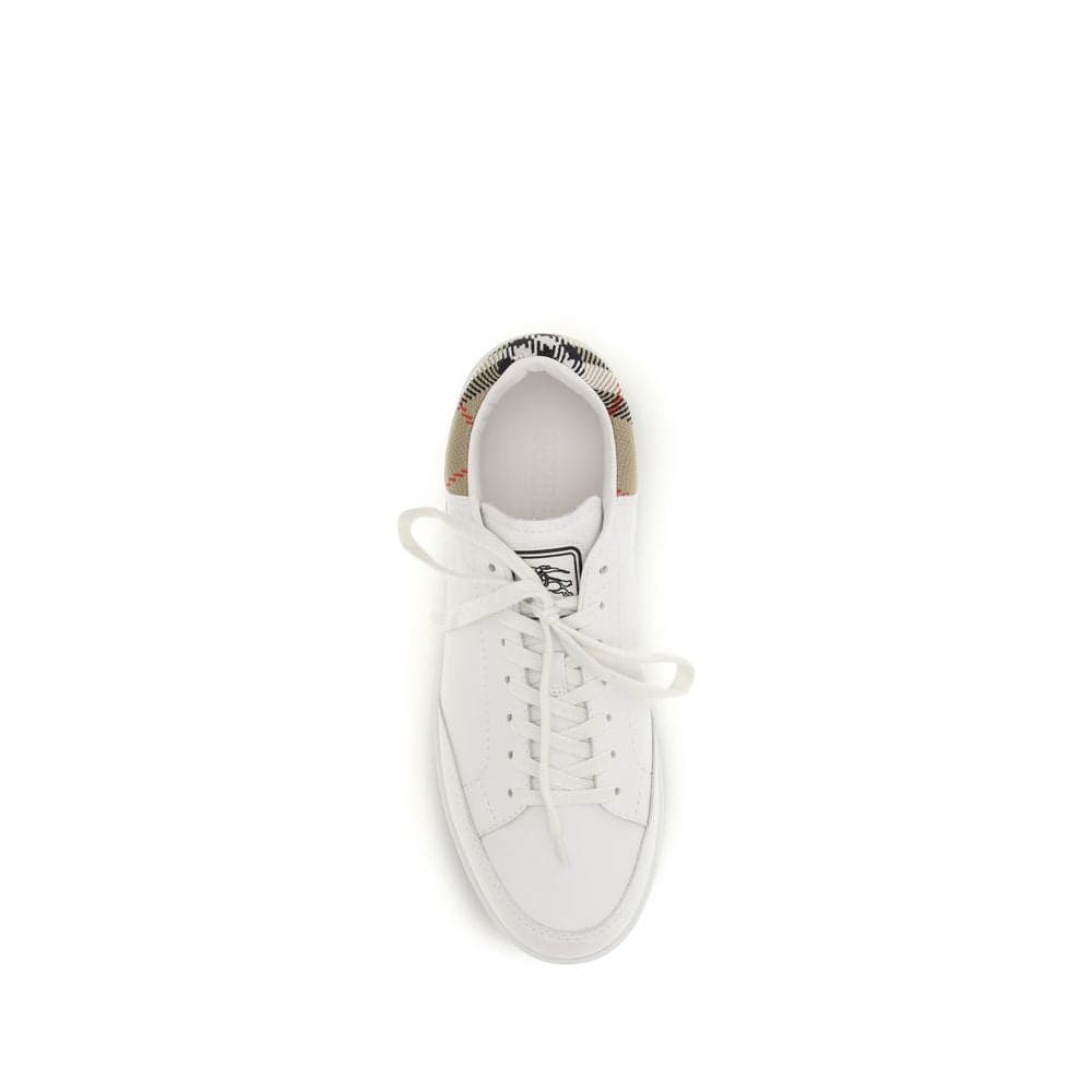 Burberry White Calf Leather Bos Taurus Low Top Sneakers - 4