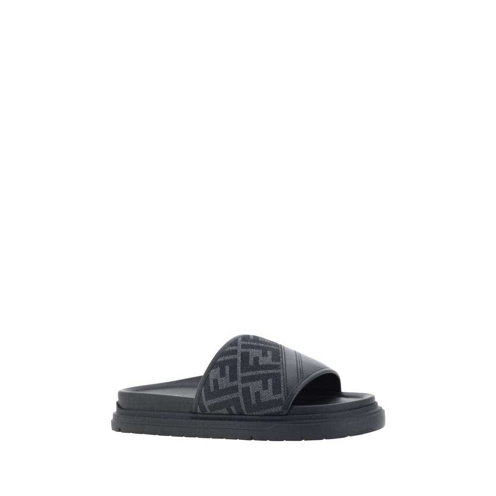 Fendi Gray Fabric Flat Sandals - 2