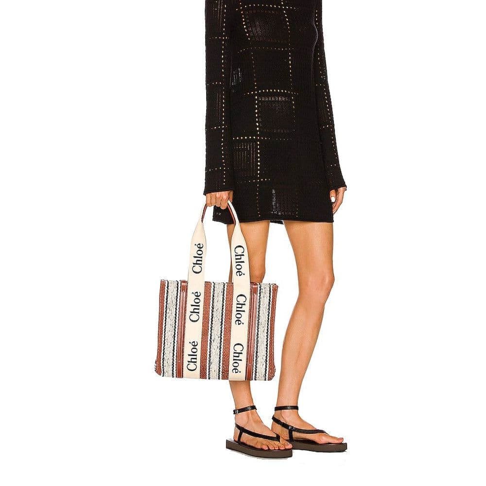Chloé Brown Linen Tote Bag - 4