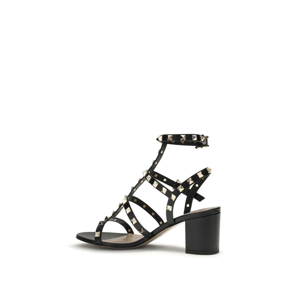 Valentino Garavani Black Calf Leather Bos Taurus Strap-On Sandals - 3