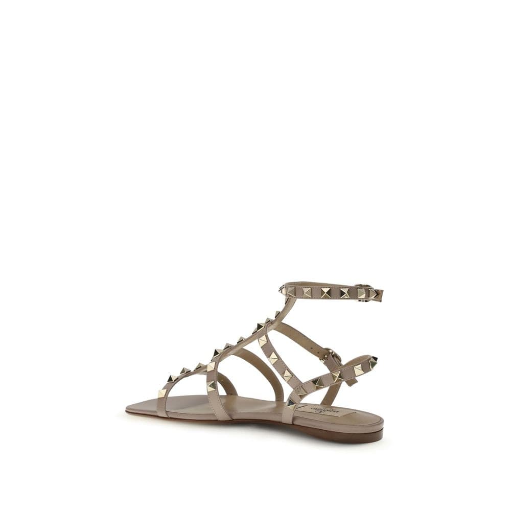 Valentino Garavani Beige Calf Leather Bos Taurus Flat Sandals - 3