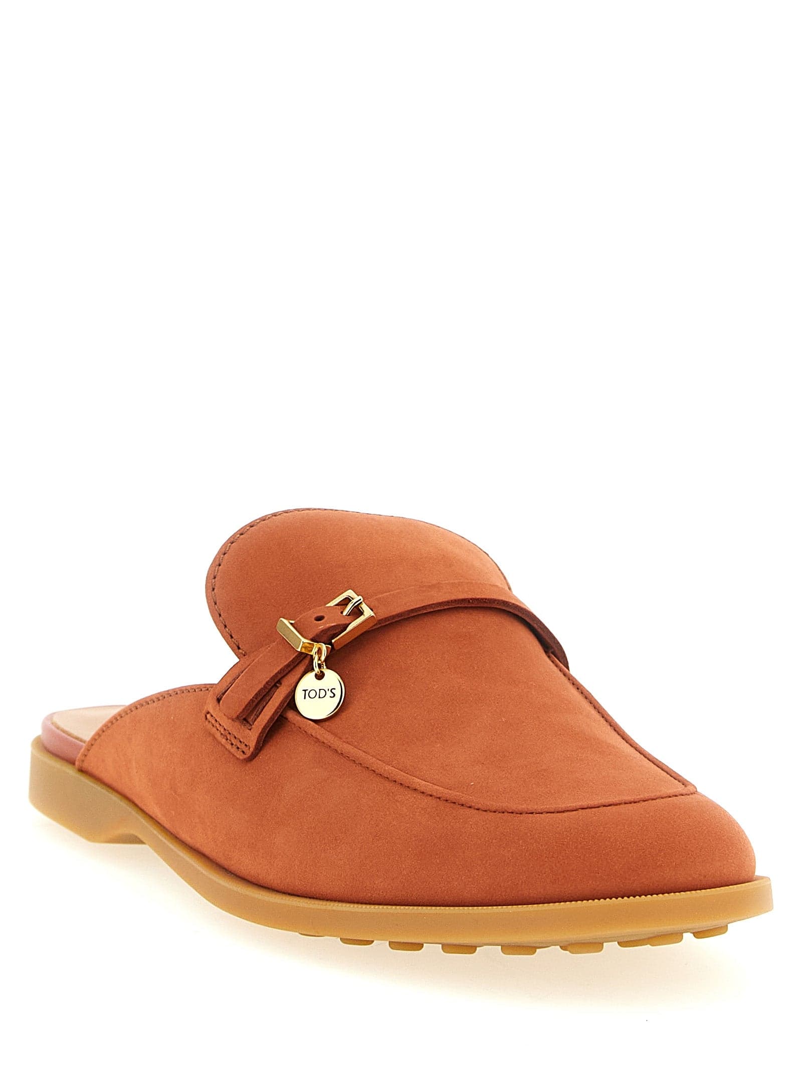 Tod's Orange Calfskin Mules - 2