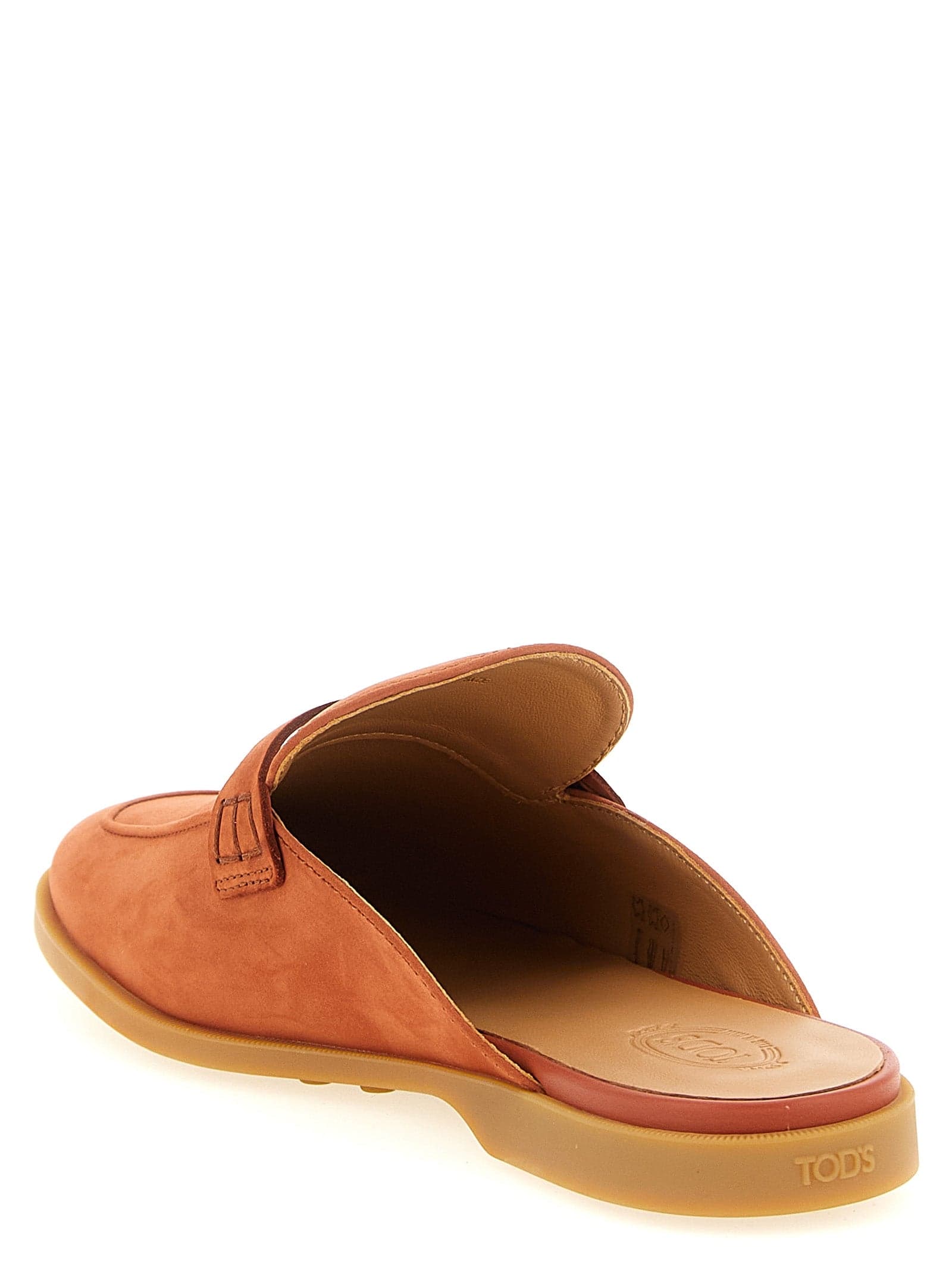 Tod's Orange Calfskin Mules - 3