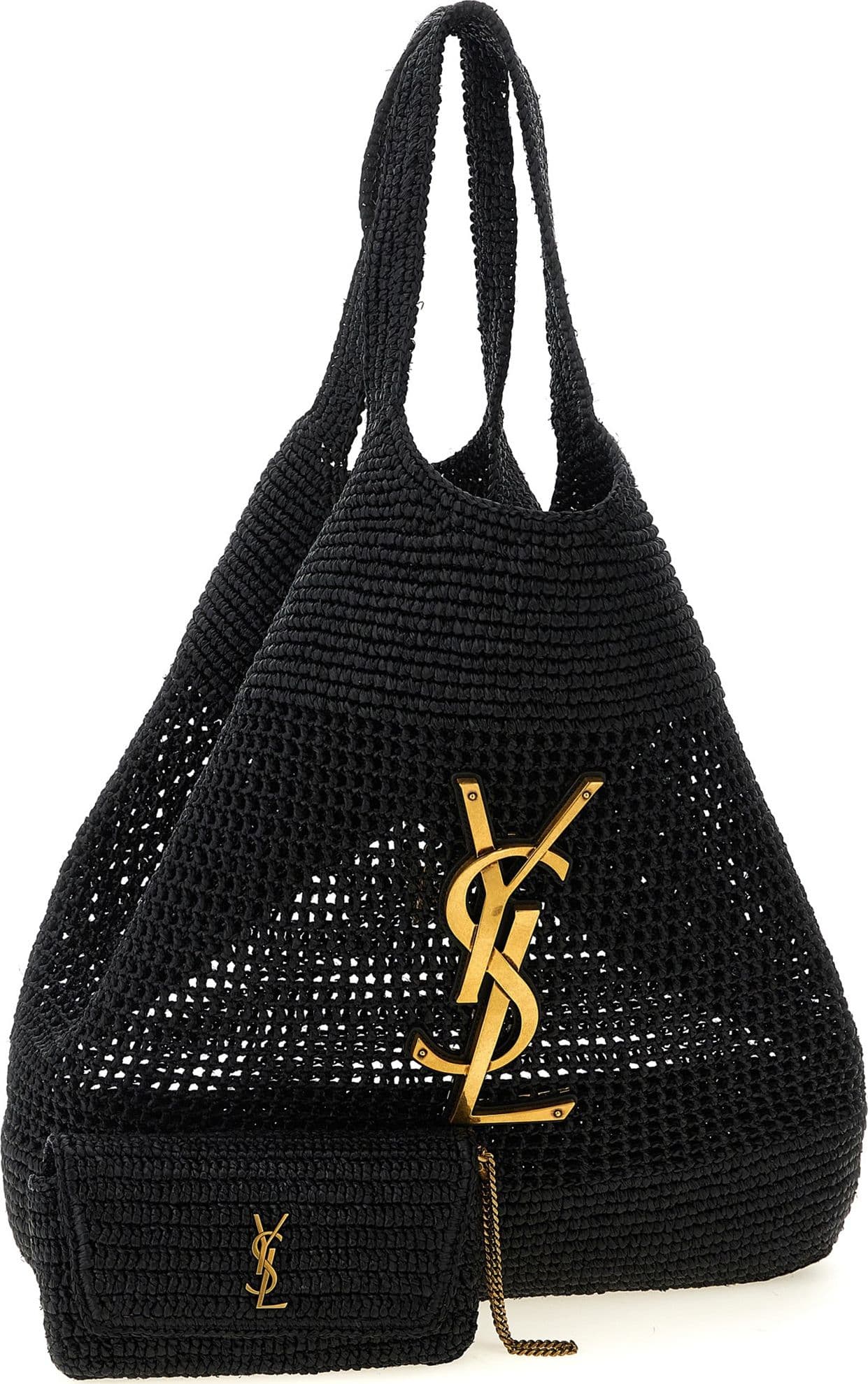 Saint Laurent Black Raffia Tote Bag - 3