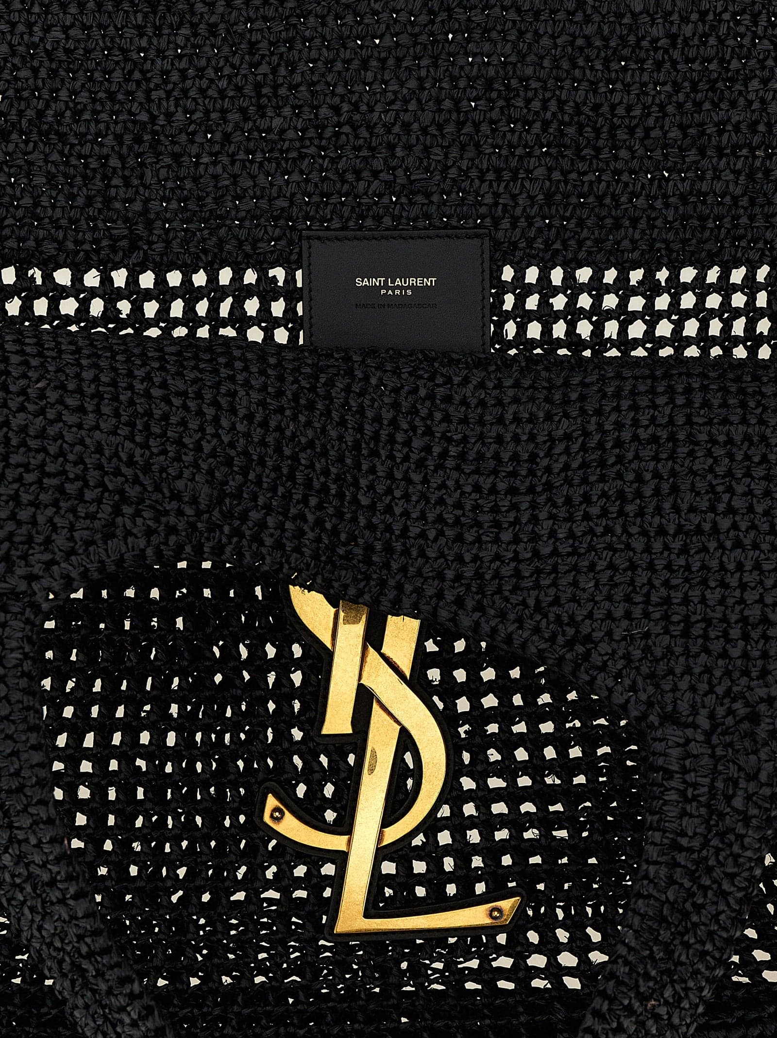 Saint Laurent Black Raffia Tote Bag - 4