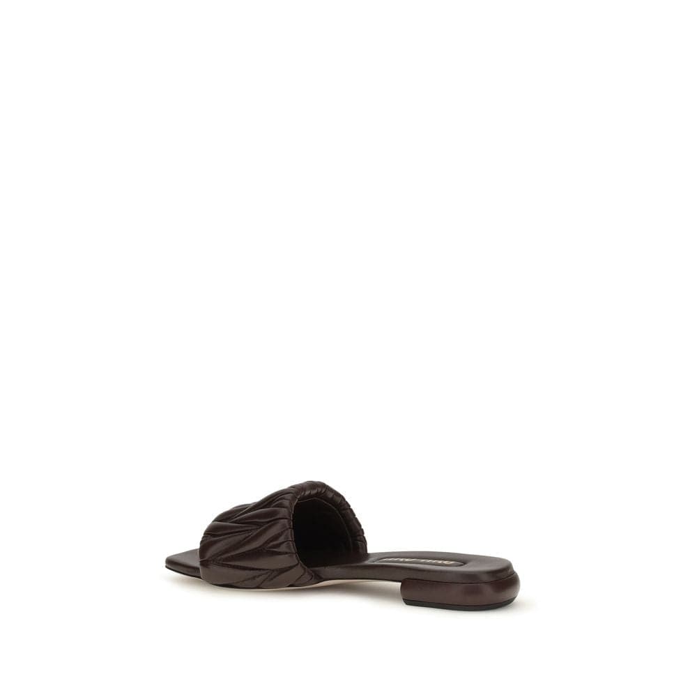 Miu Miu Brown Calf Leather Bos Taurus Flat Sandals - 3