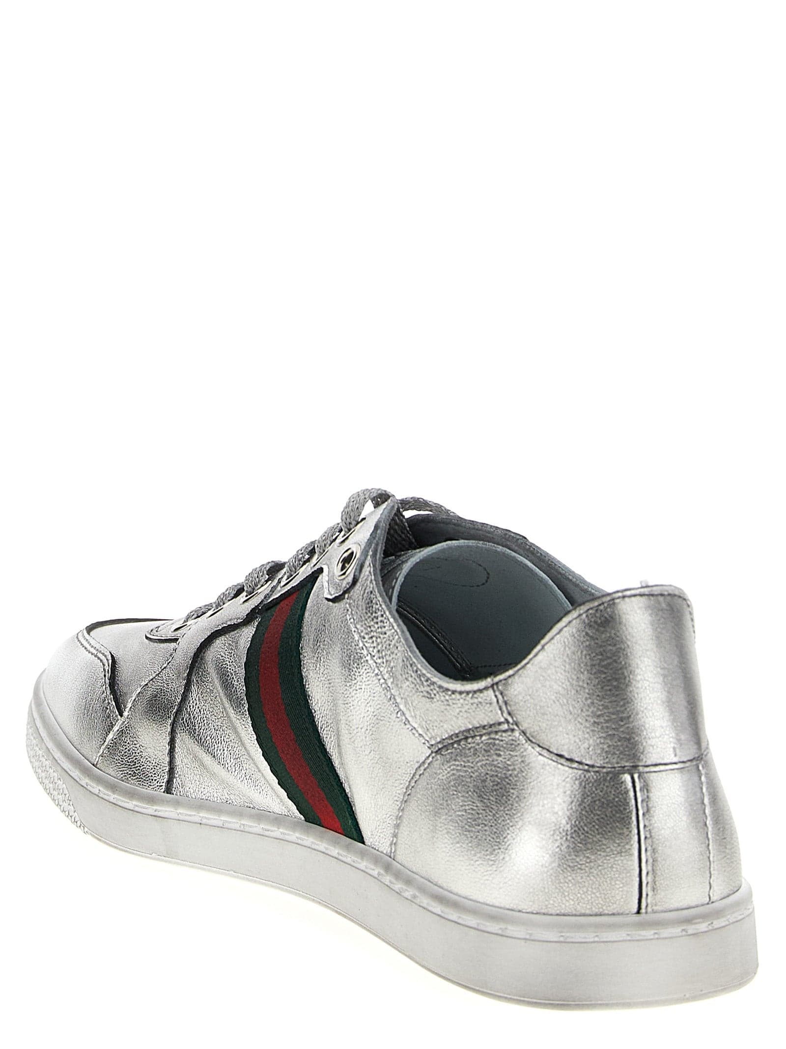 Gucci Silver Lamb Leather Athletic Sneakers - 3