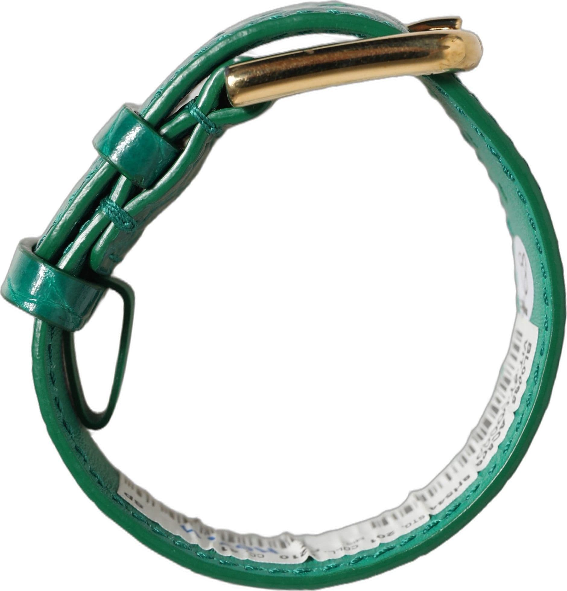 Dolce & Gabbana Green Embossed Leather Gold Buckle Belt Strap Bracelet - 7
