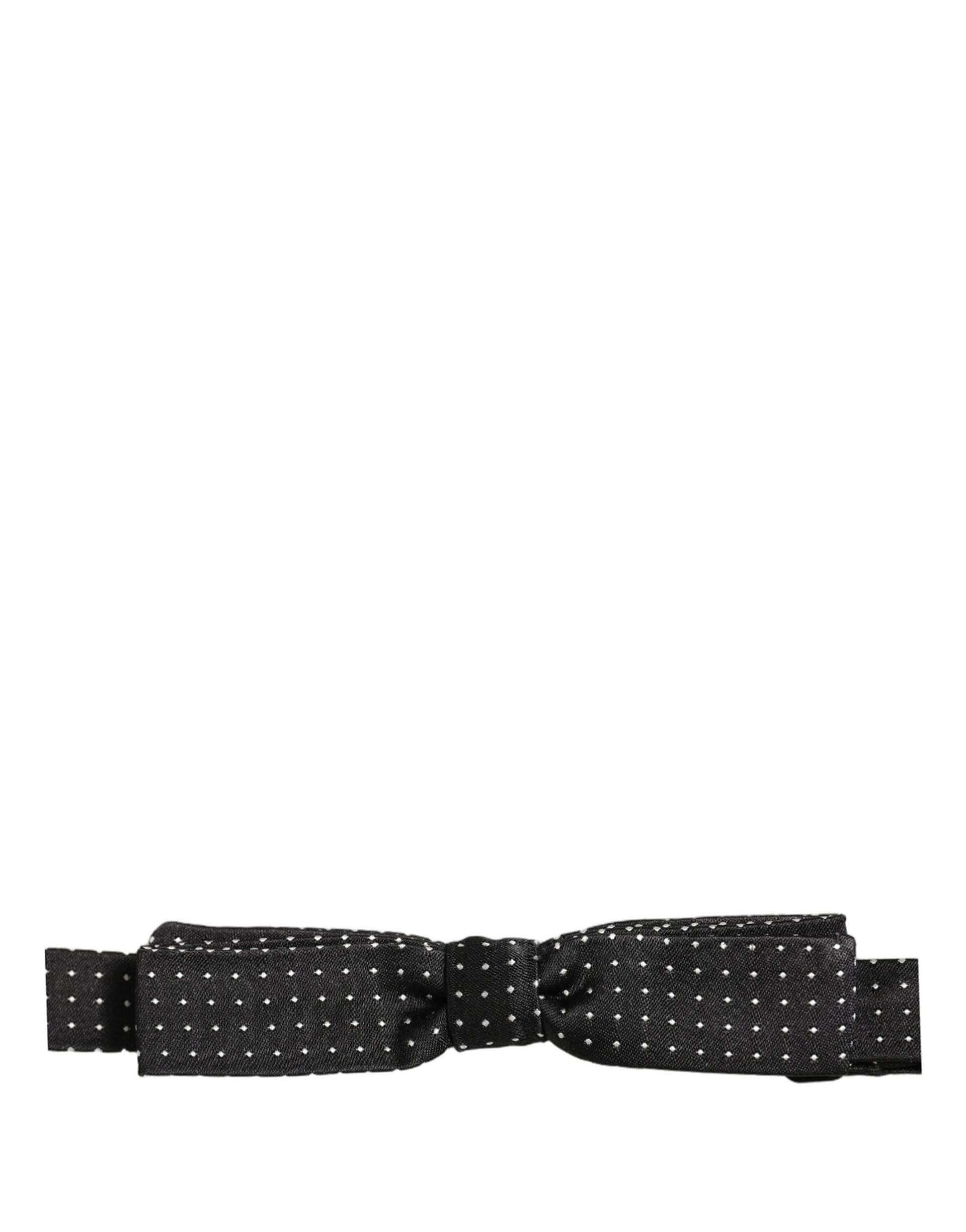 Dolce & Gabbana Black White Polka Dot Adjustable Neck Papillon Bow Tie - 4