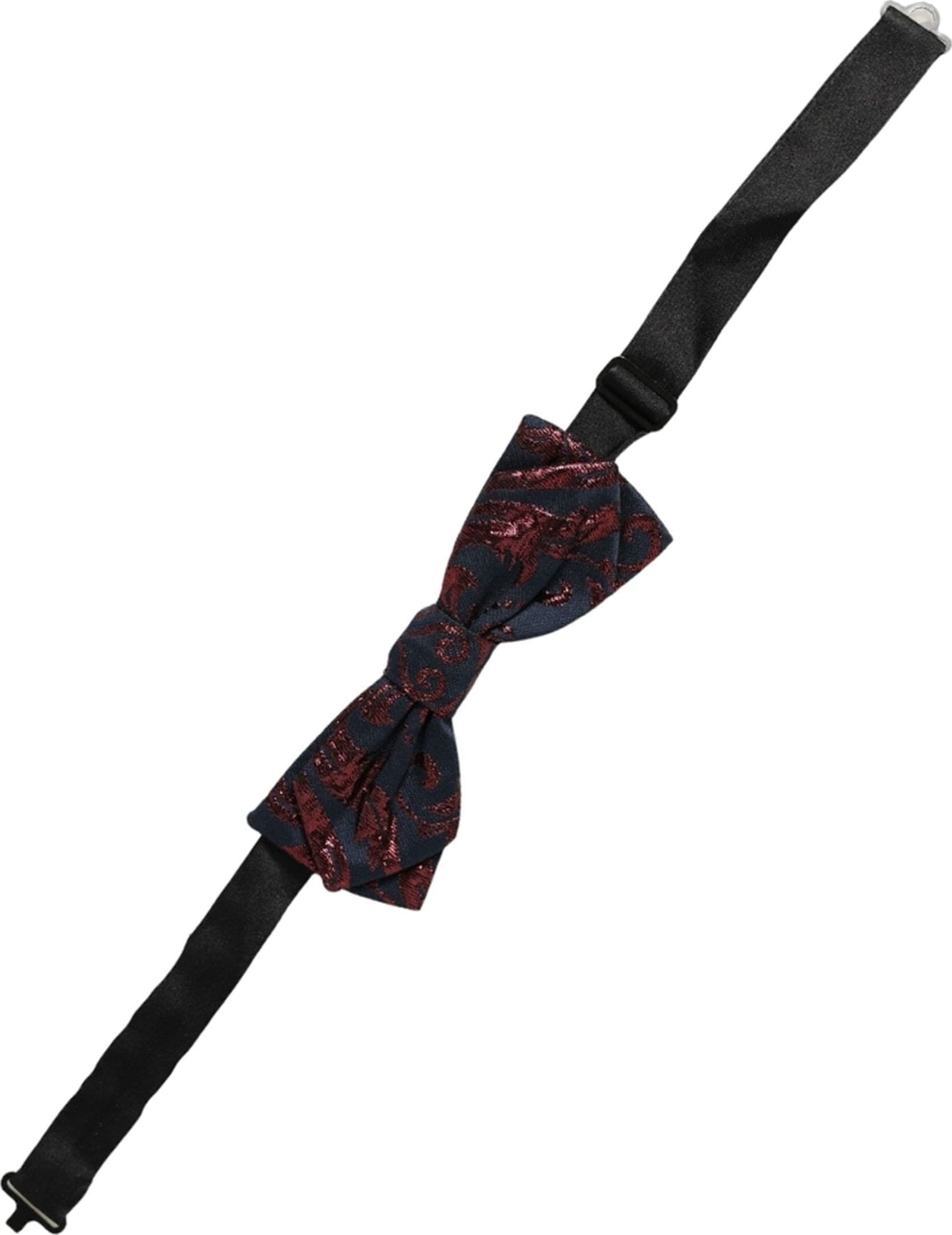 Dolce & Gabbana Men Blue Red Paisley Adjustable Neck Papillon Bow Tie - 3