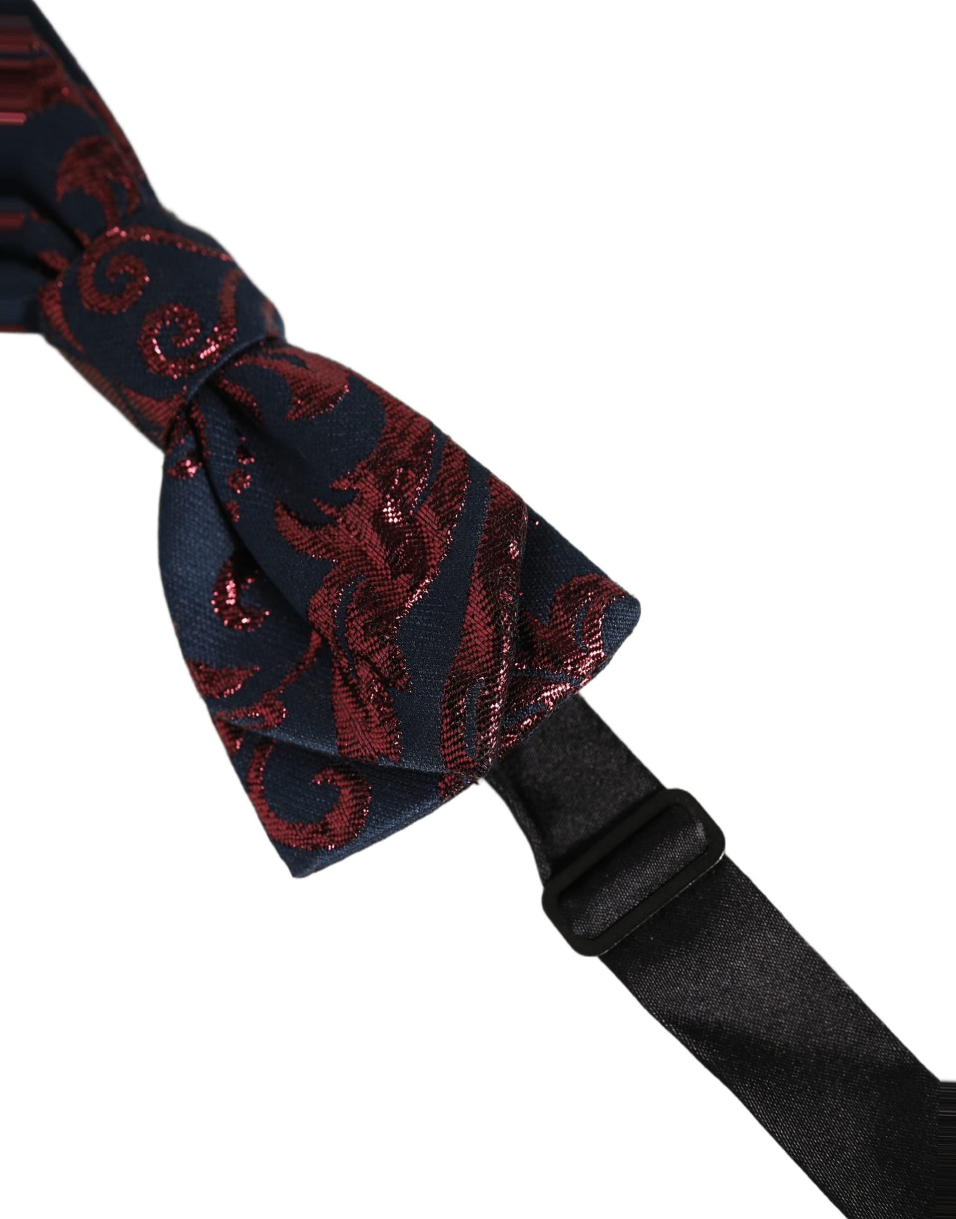 Dolce & Gabbana Men Blue Red Paisley Adjustable Neck Papillon Bow Tie - 4