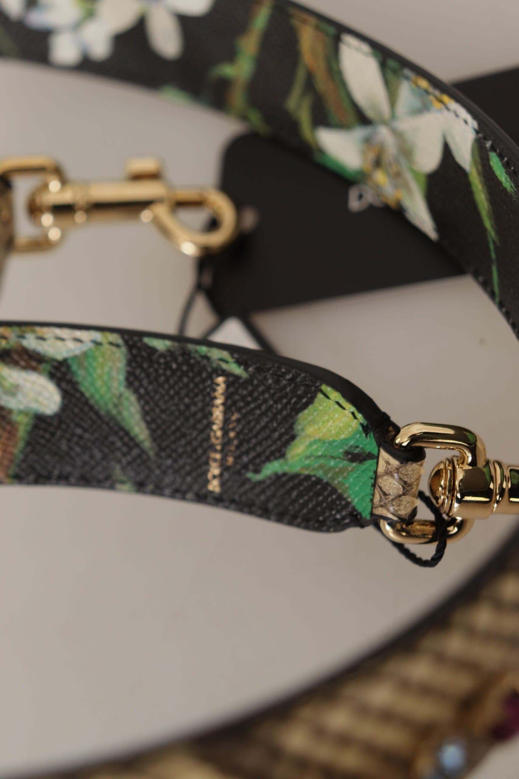 Dolce & Gabbana Beige Exotic Leather Crystals Reversible Shoulder Strap - 4