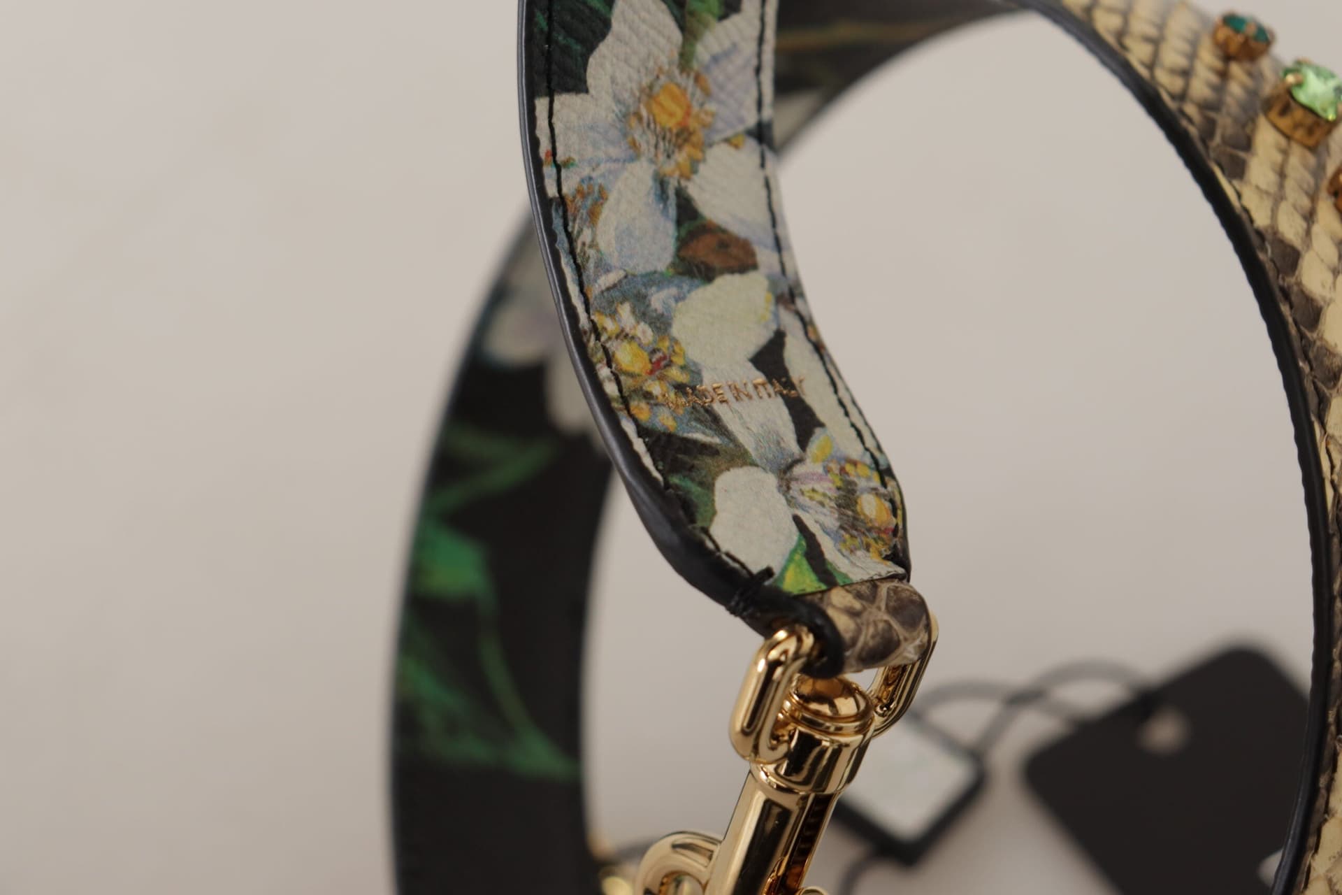 Dolce & Gabbana Beige Exotic Leather Crystals Reversible Shoulder Strap - 5