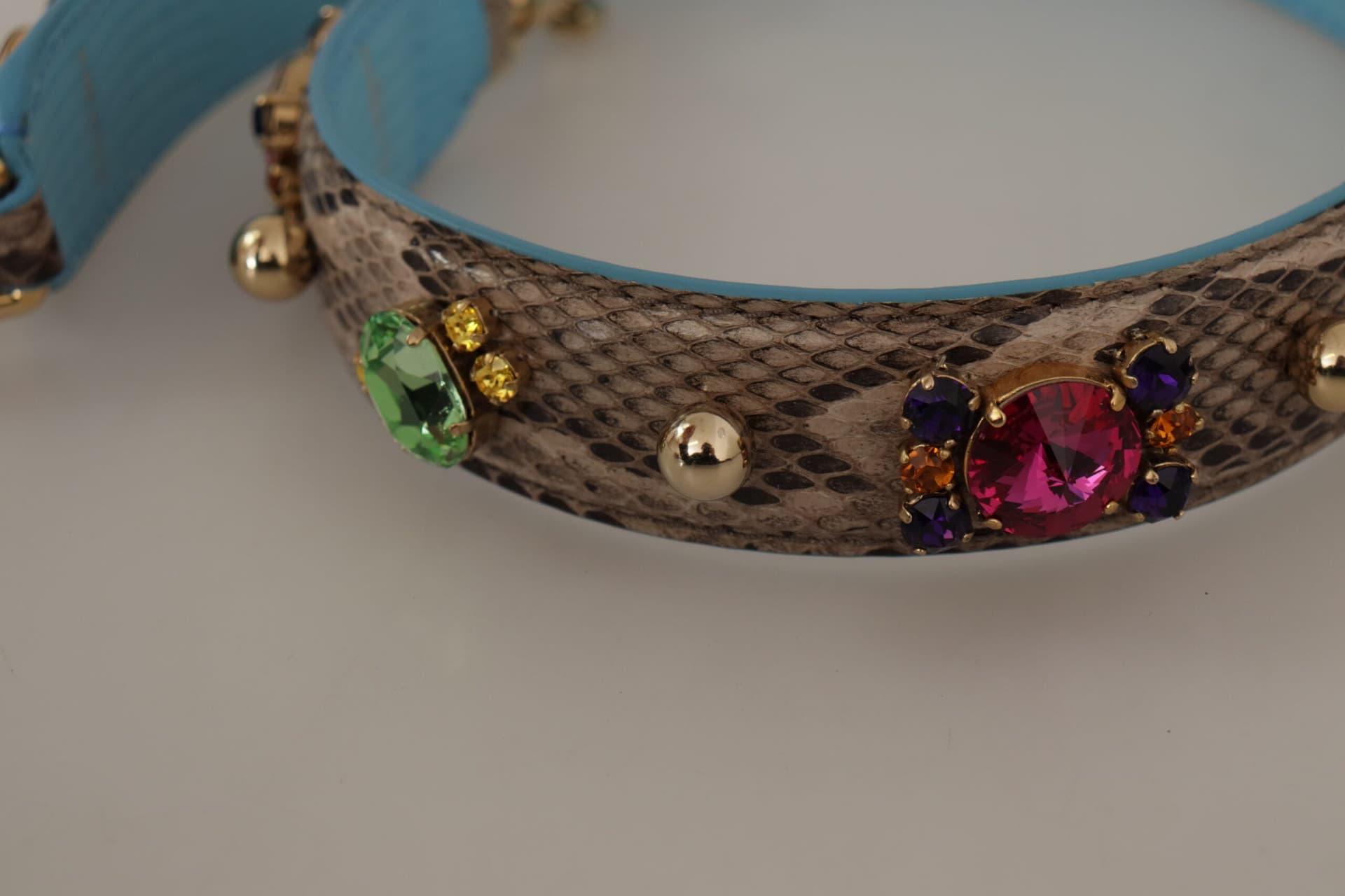 Dolce & Gabbana Brown Exotic Leather Crystals Shoulder Strap - 7