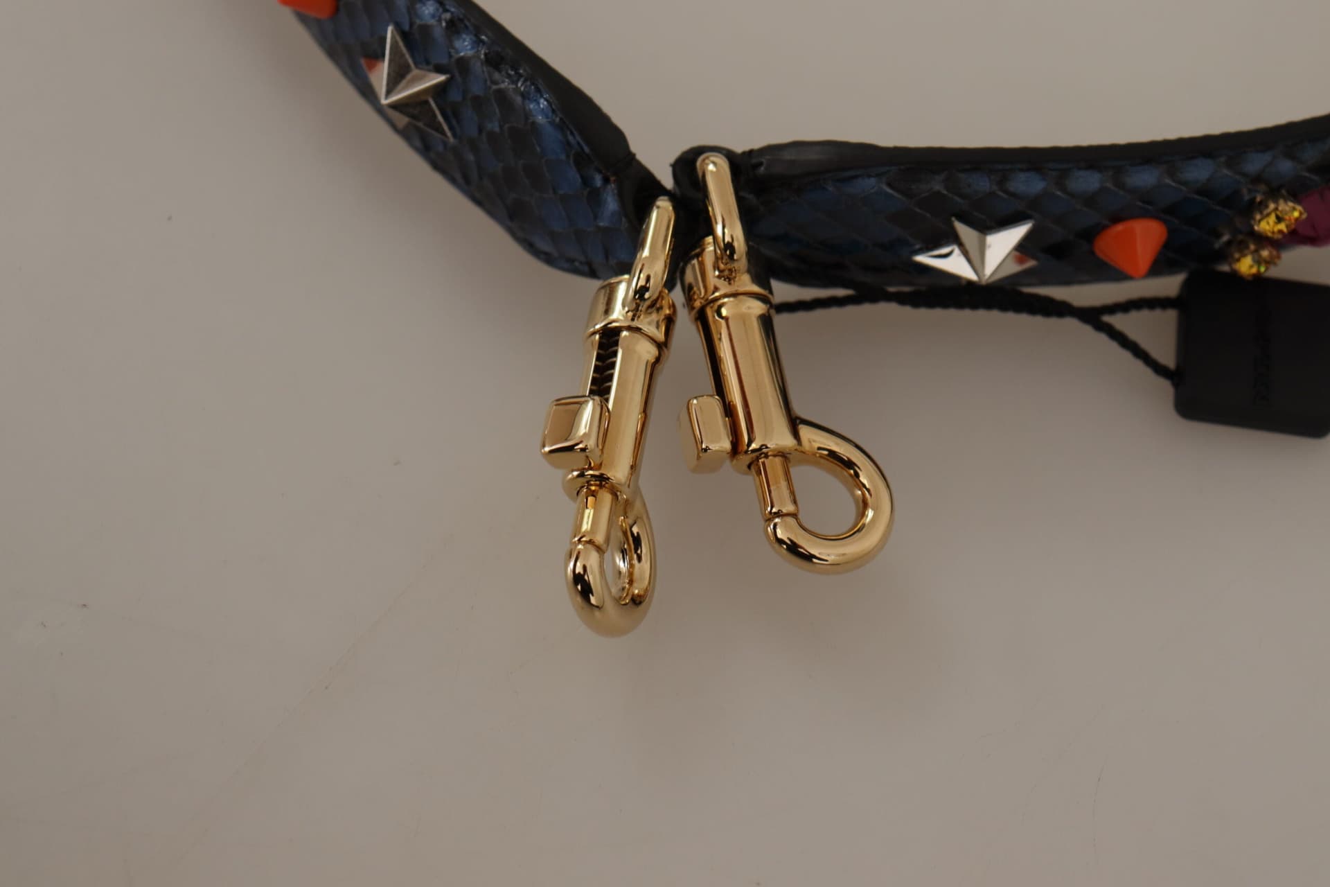 Dolce & Gabbana Blue Exotic Leather Crystals Reversible Shoulder Strap - 5