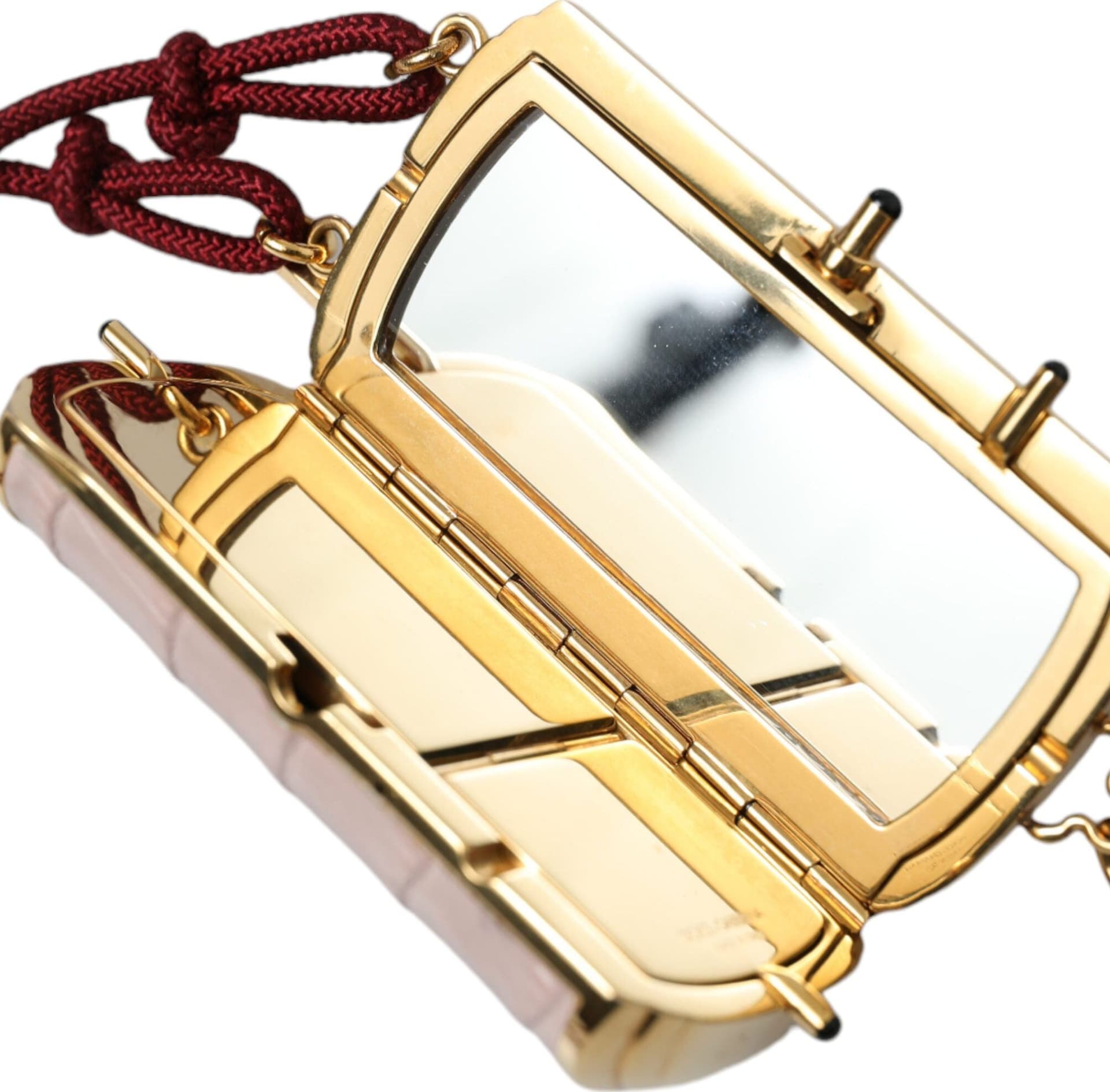 Dolce & Gabbana Pink Exotic Leather Mini Mirror Tassel Makeup Bag - 5