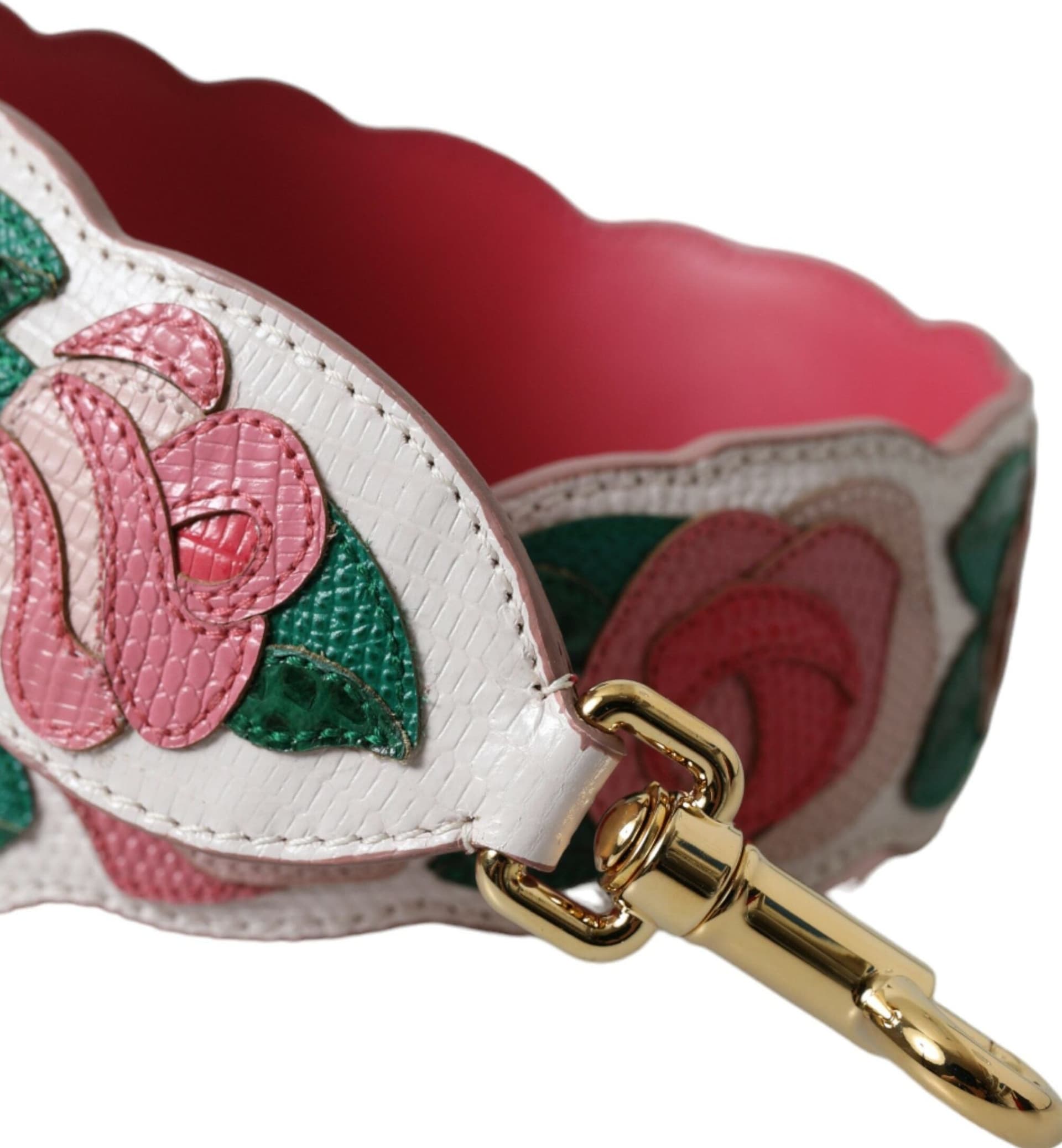 Dolce & Gabbana White Floral Leather Accessory Shoulder Strap - 2