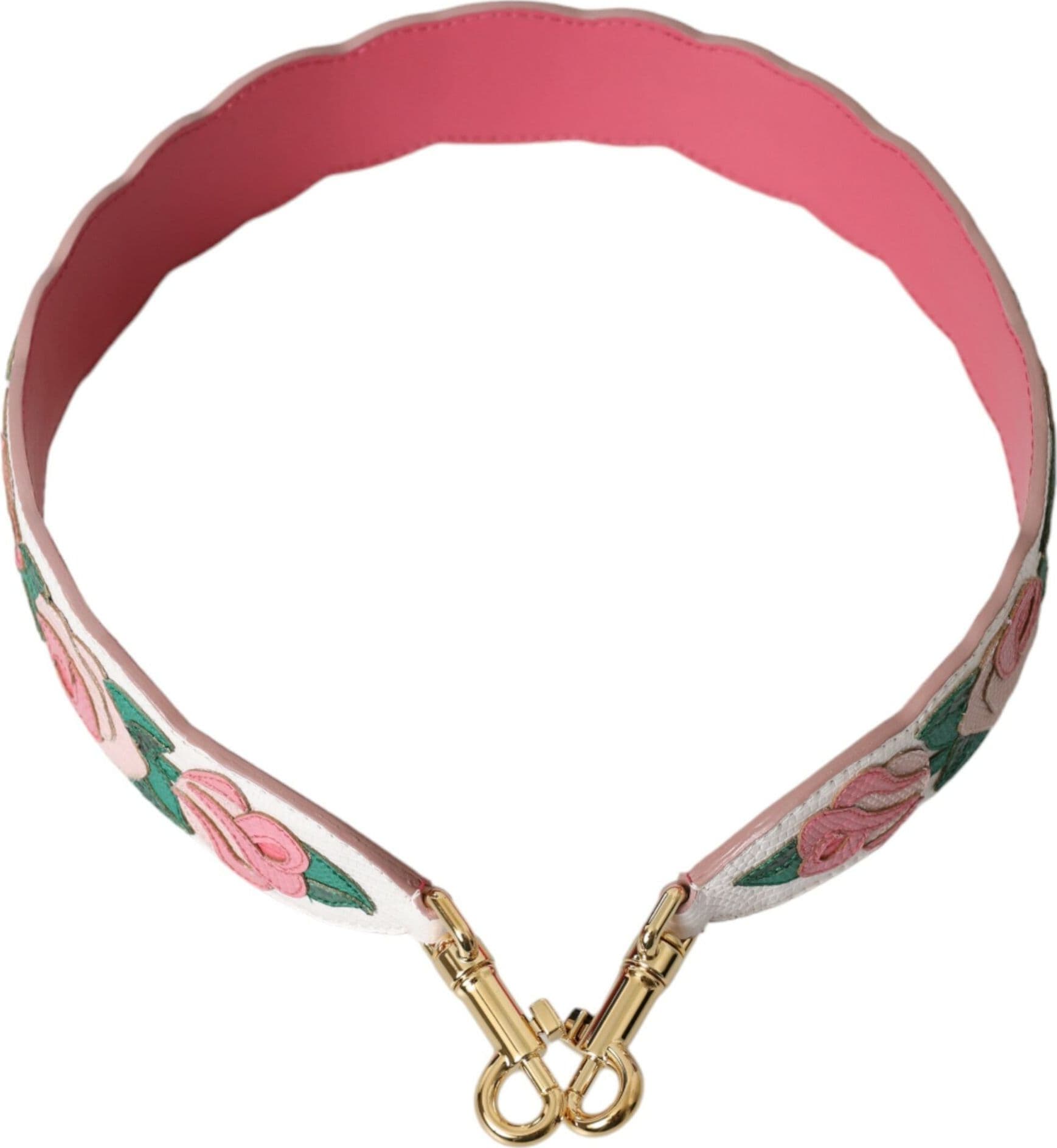 Dolce & Gabbana White Floral Leather Accessory Shoulder Strap - 4