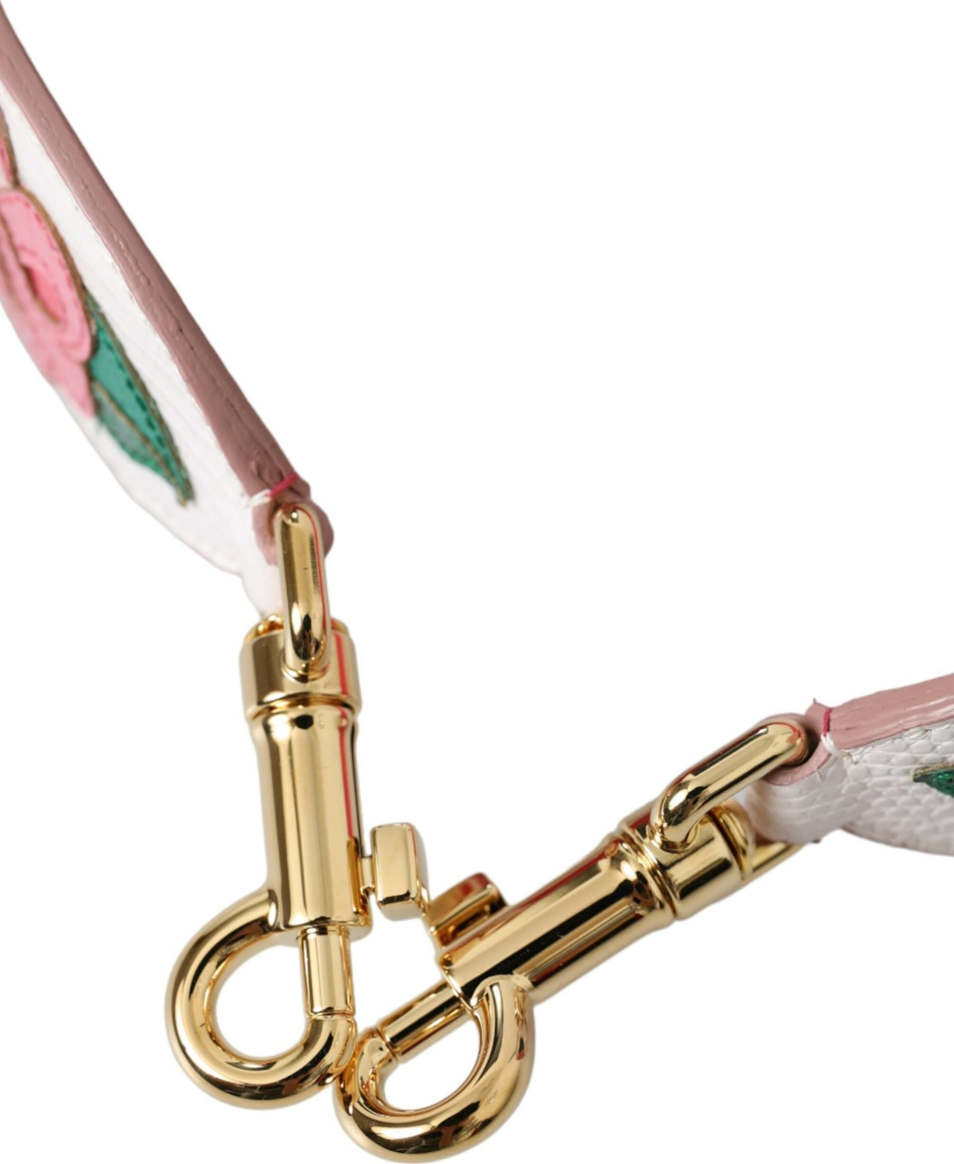 Dolce & Gabbana White Floral Leather Accessory Shoulder Strap - 5