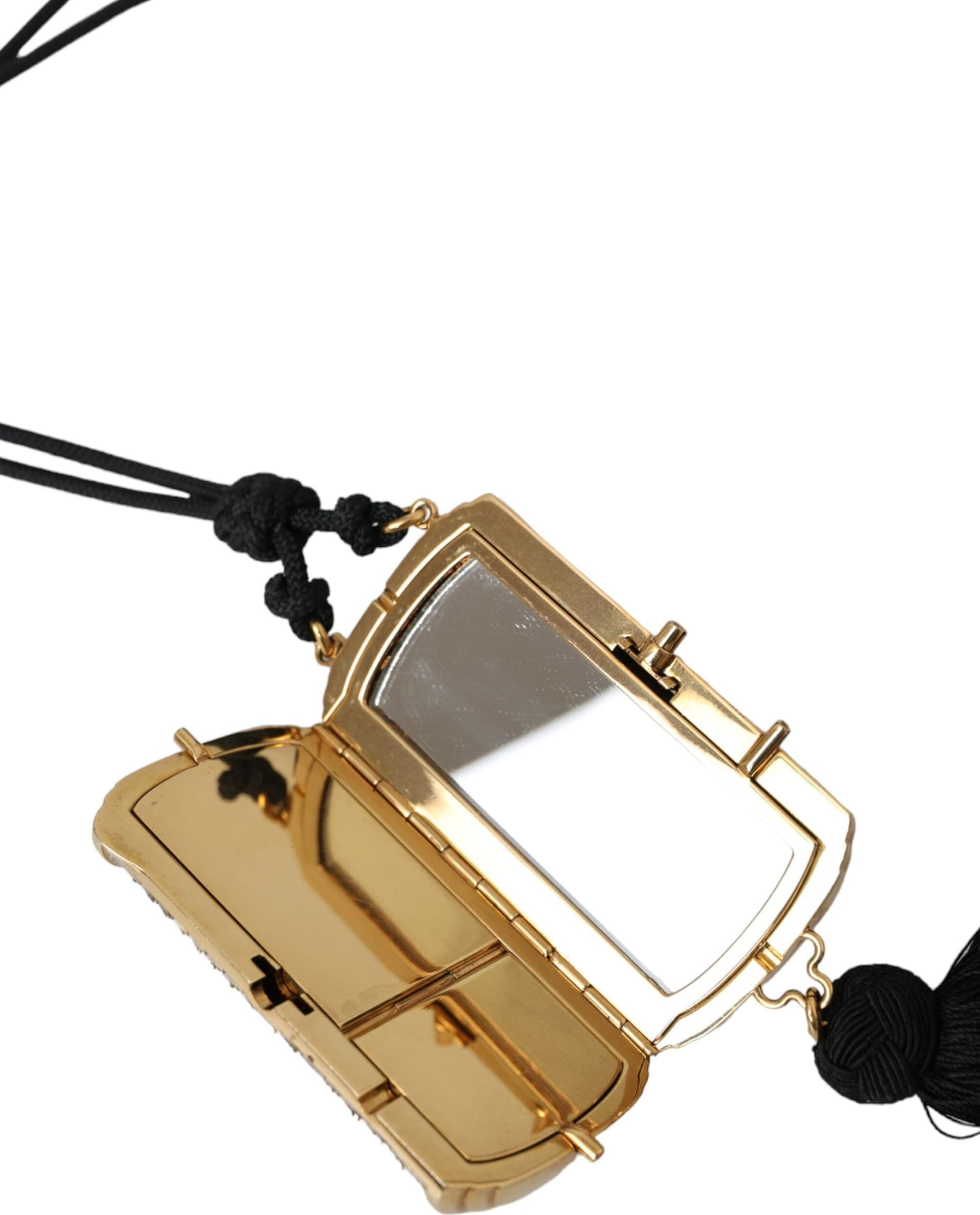 Dolce & Gabbana Beige Exotic Leather Mini Mirror Tassel Make Up Holder Bag - 6