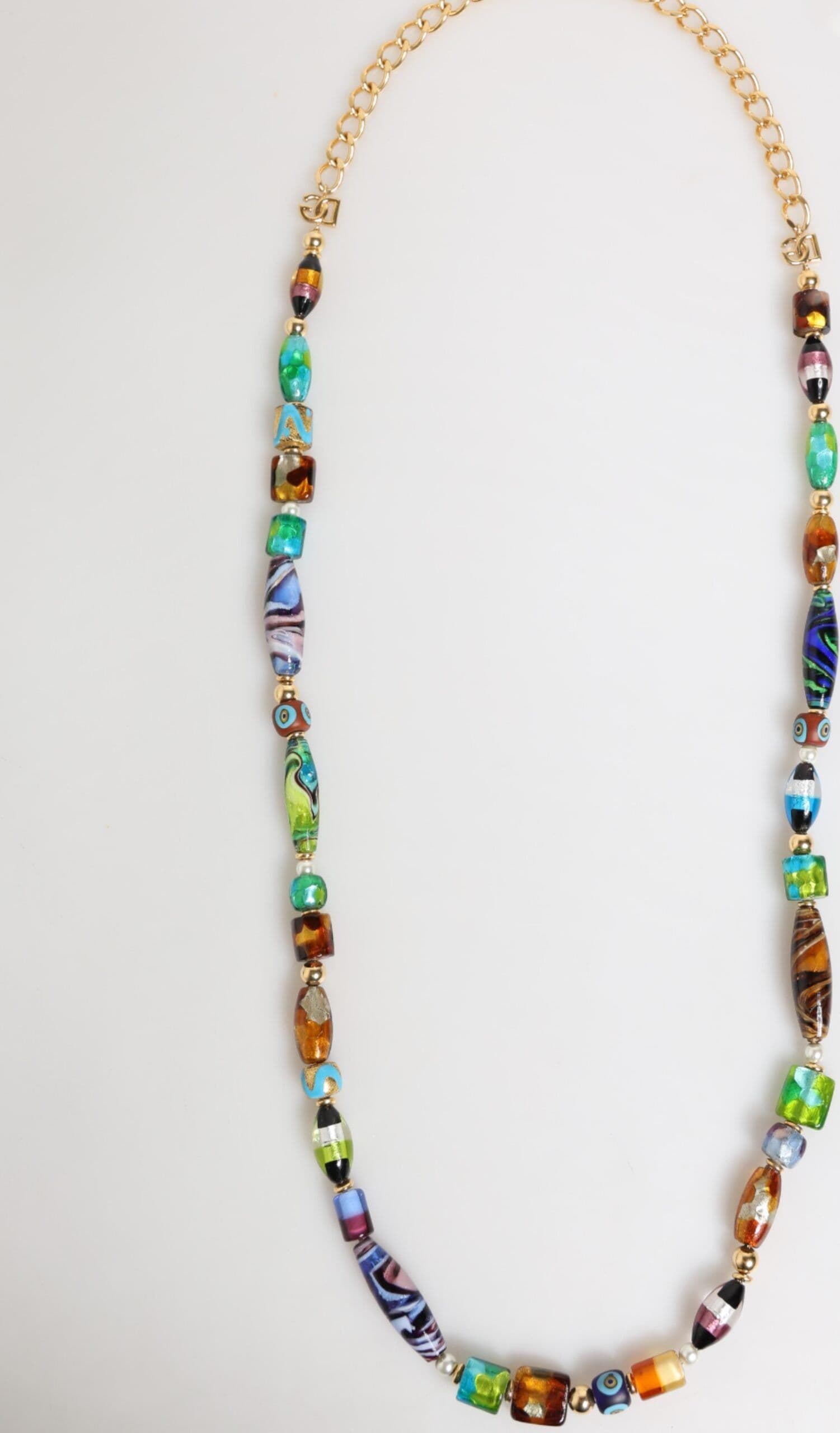 Dolce & Gabbana Multicolor Murano Glass Beads Brass Women Jewelry Necklace - 8