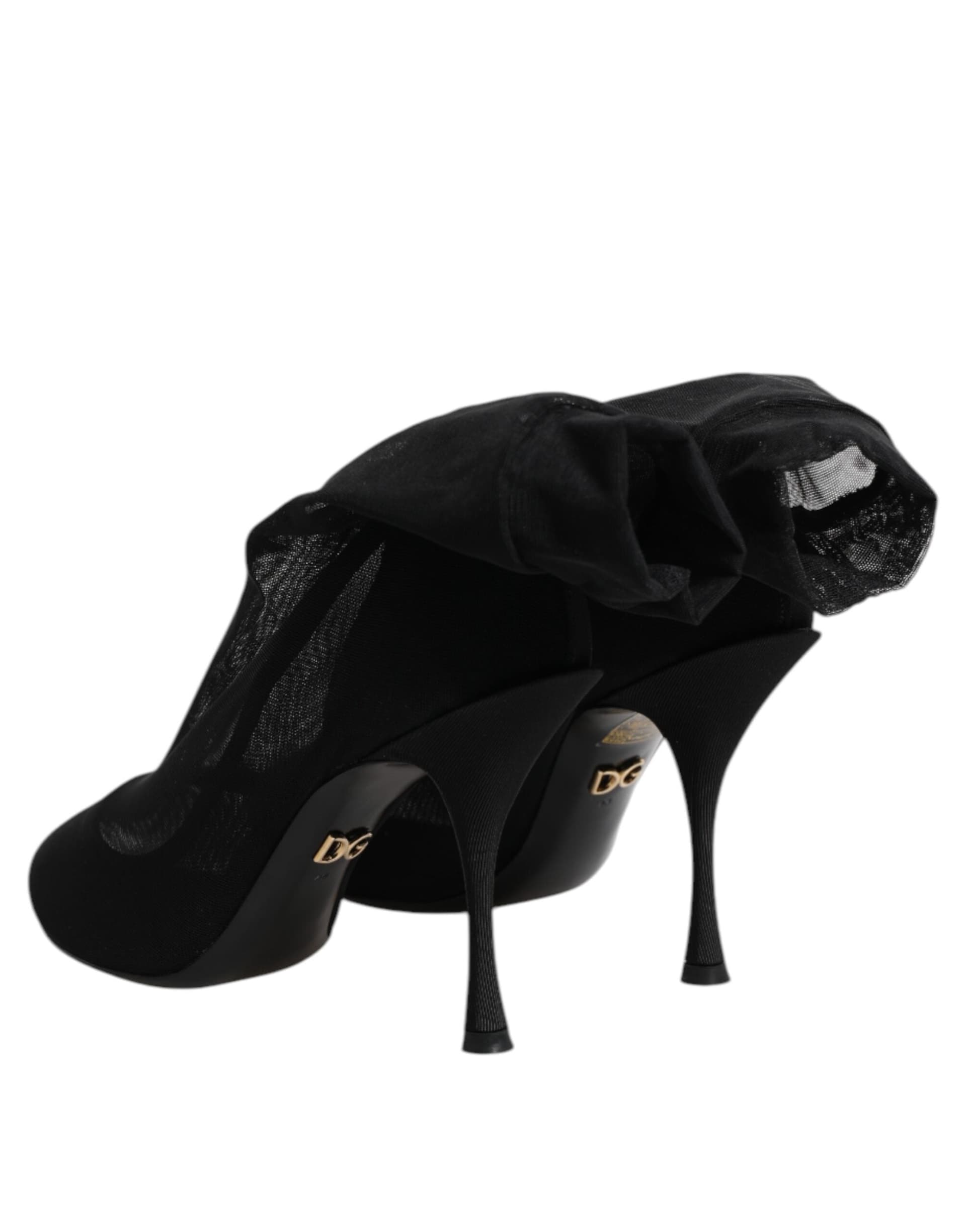 Dolce & Gabbana Black Silk Stretch Mesh Sock Boots Shoes - 4