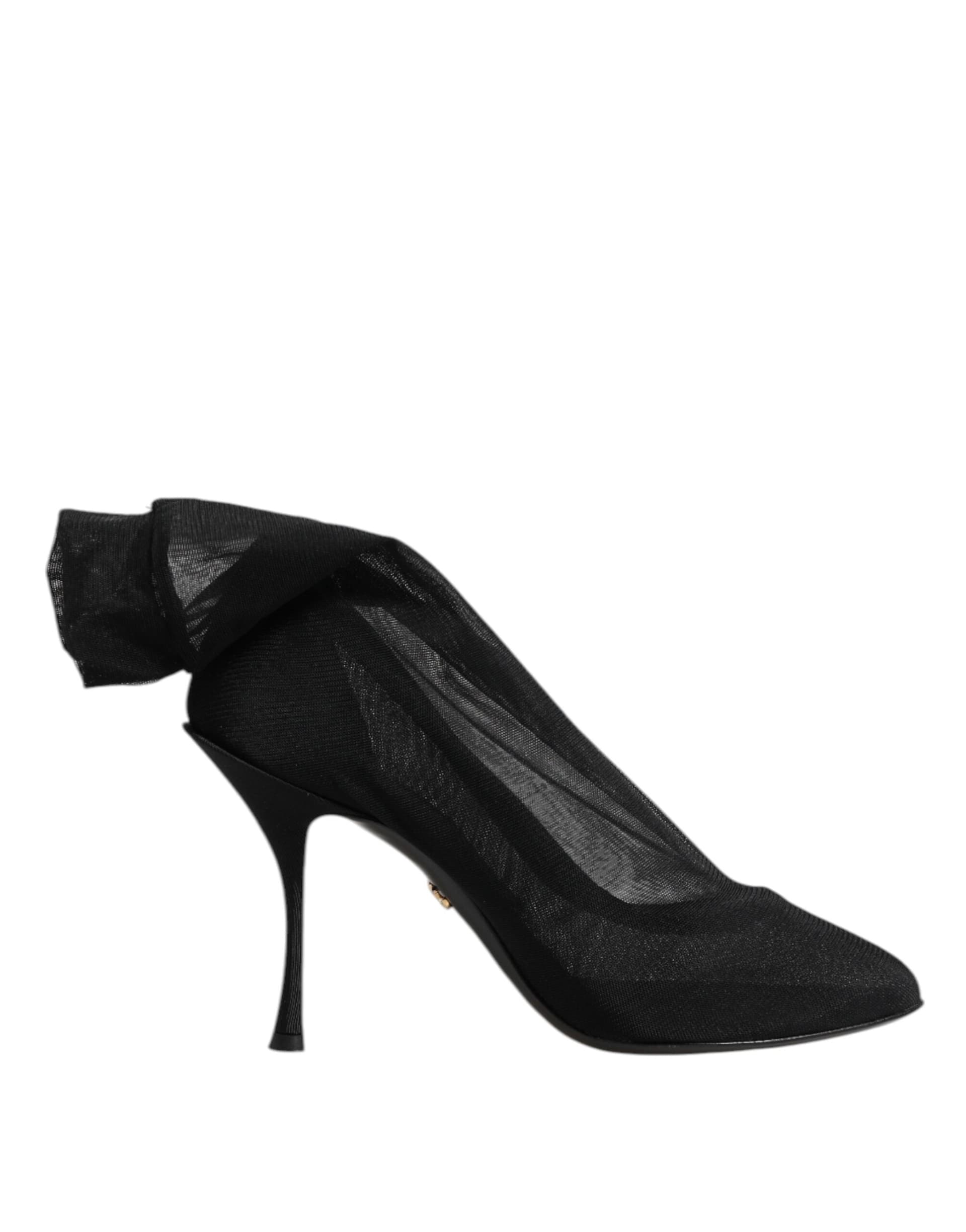 Dolce & Gabbana Black Silk Stretch Mesh Sock Boots Shoes - 6