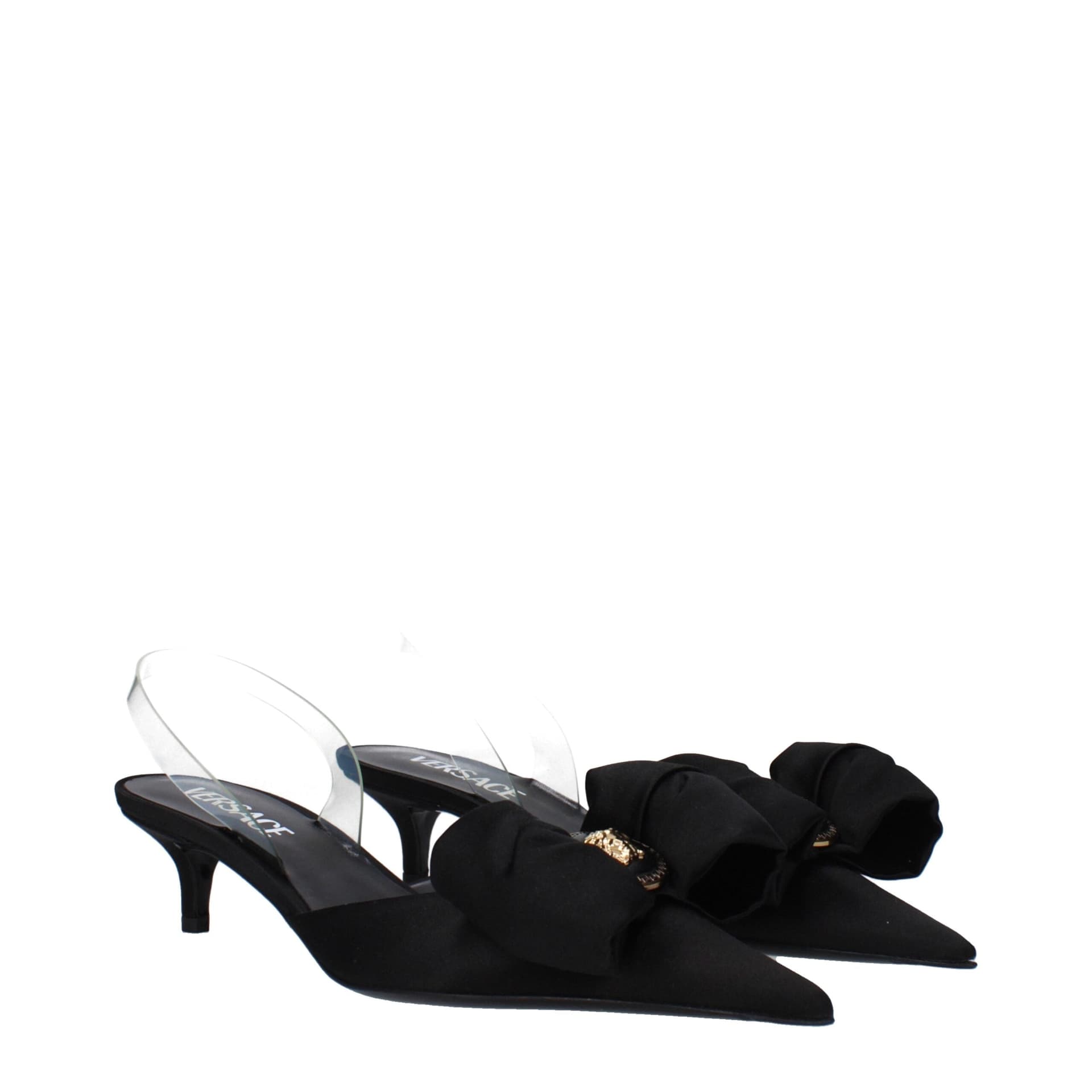 Versace Black Satin Flat Sandals - 2