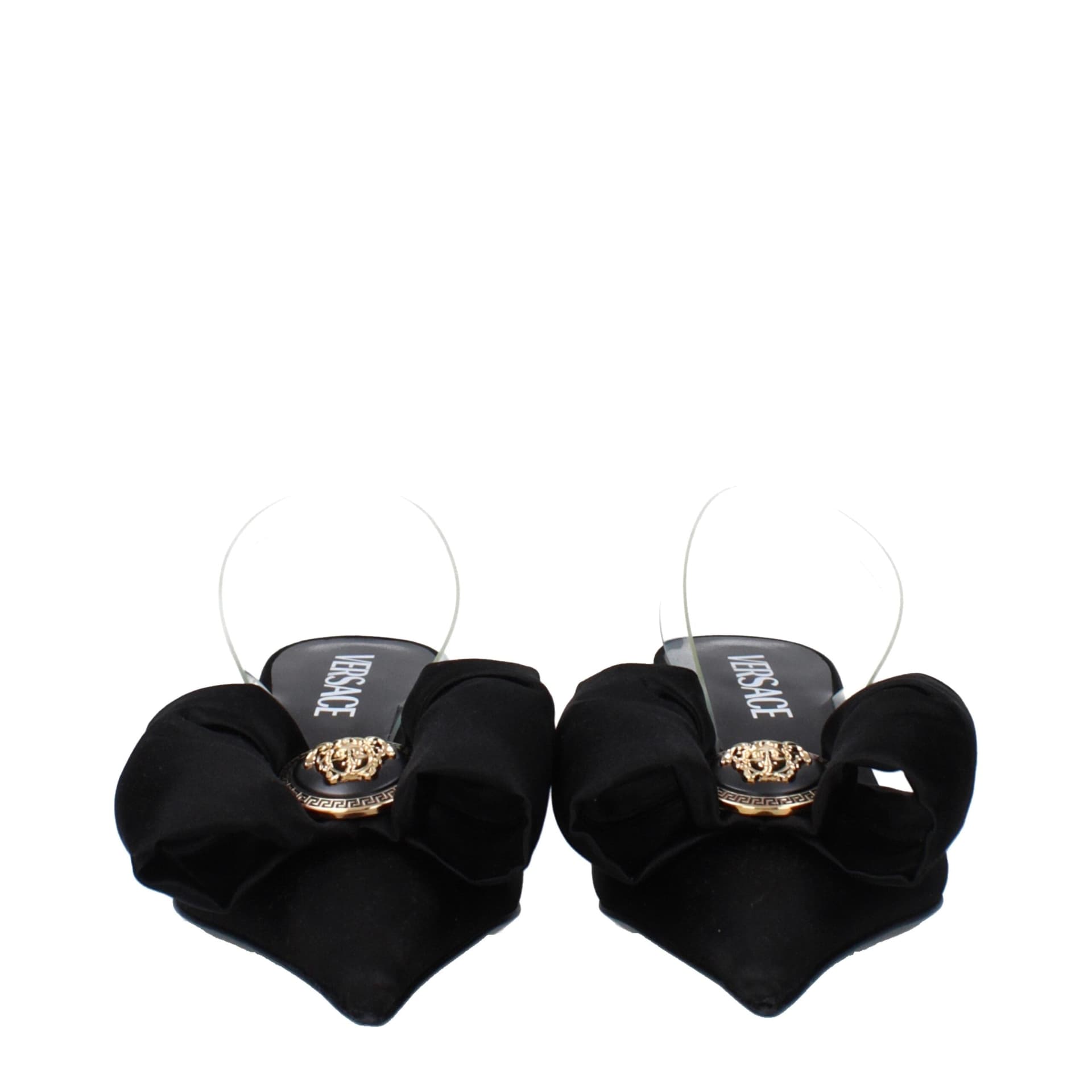 Versace Black Satin Flat Sandals - 3
