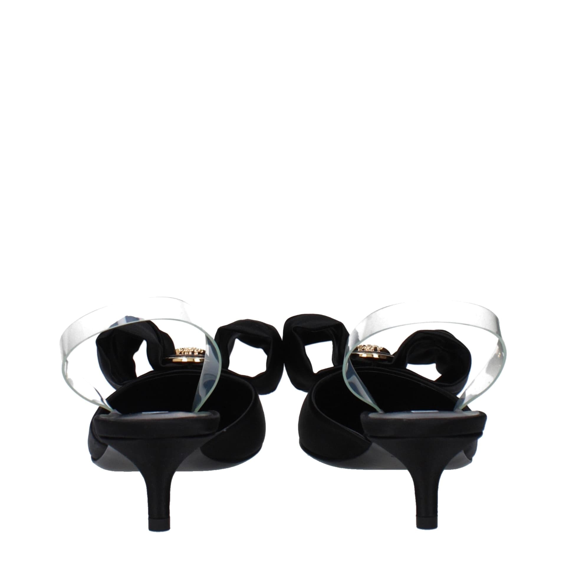 Versace Black Satin Flat Sandals - 5
