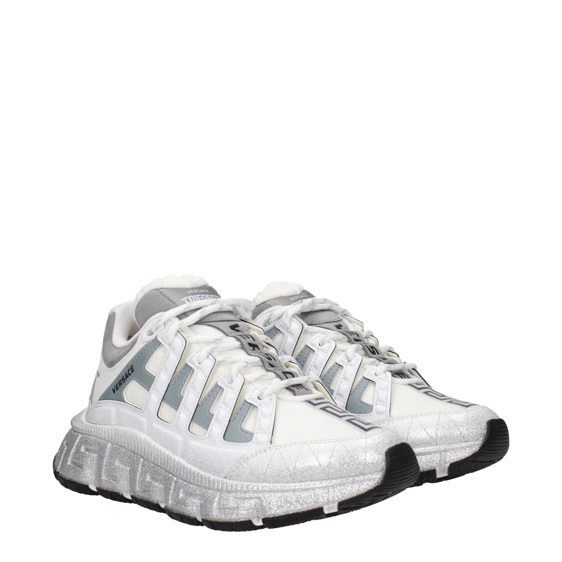 Versace White Fabric Athletic Sneakers - 2