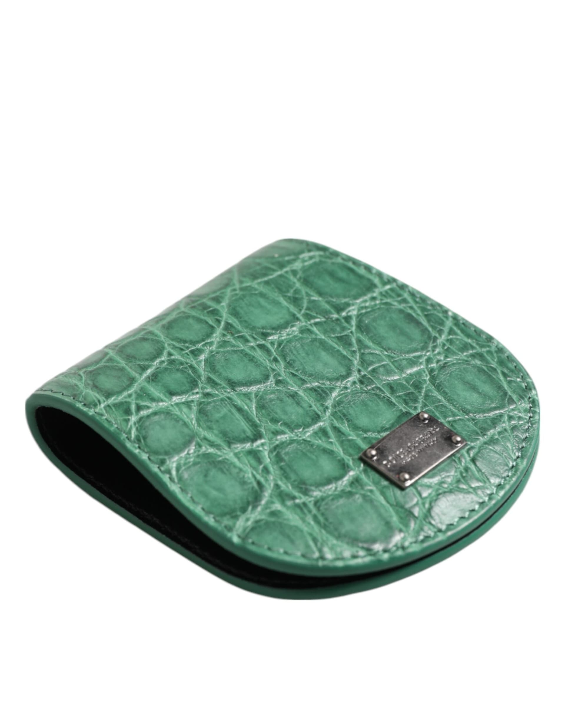 Dolce & Gabbana Green Exotic Skin Coin Condom Case Holder Pocket Wallet - 3