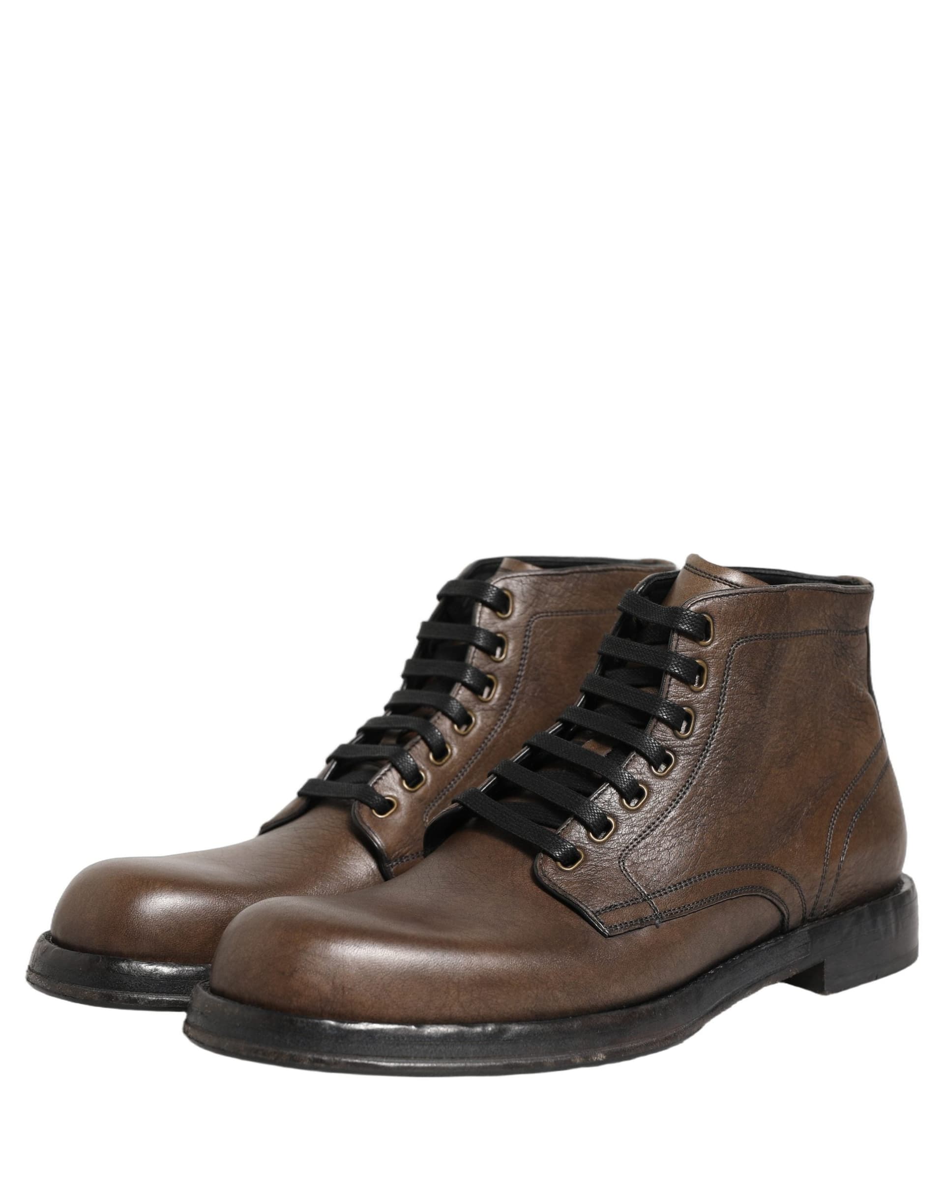 Dolce & Gabbana Brown Perugino Leather Men Ankle Boots Shoes - 4