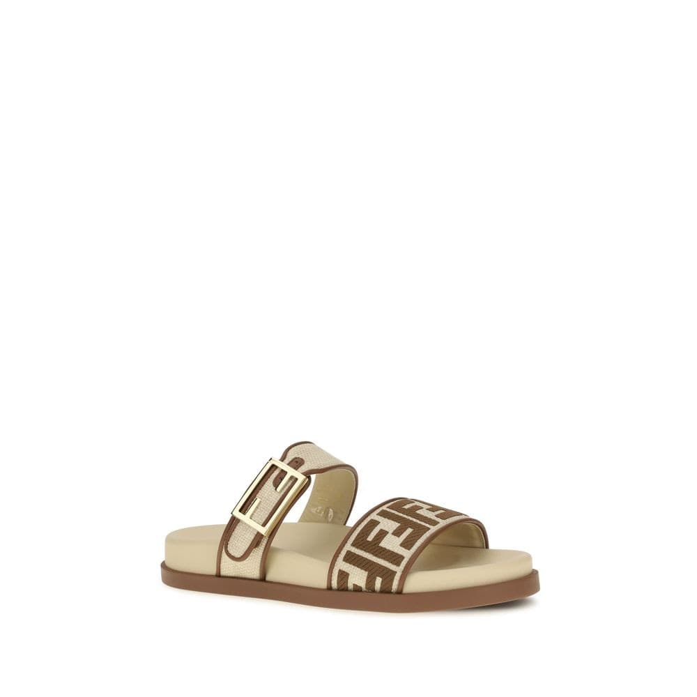 Fendi Brown Raffia Flat Sandals - 2