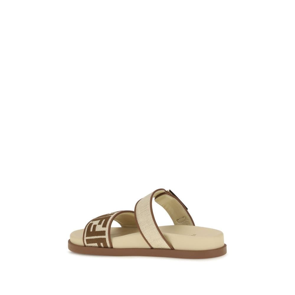 Fendi Brown Raffia Flat Sandals - 3