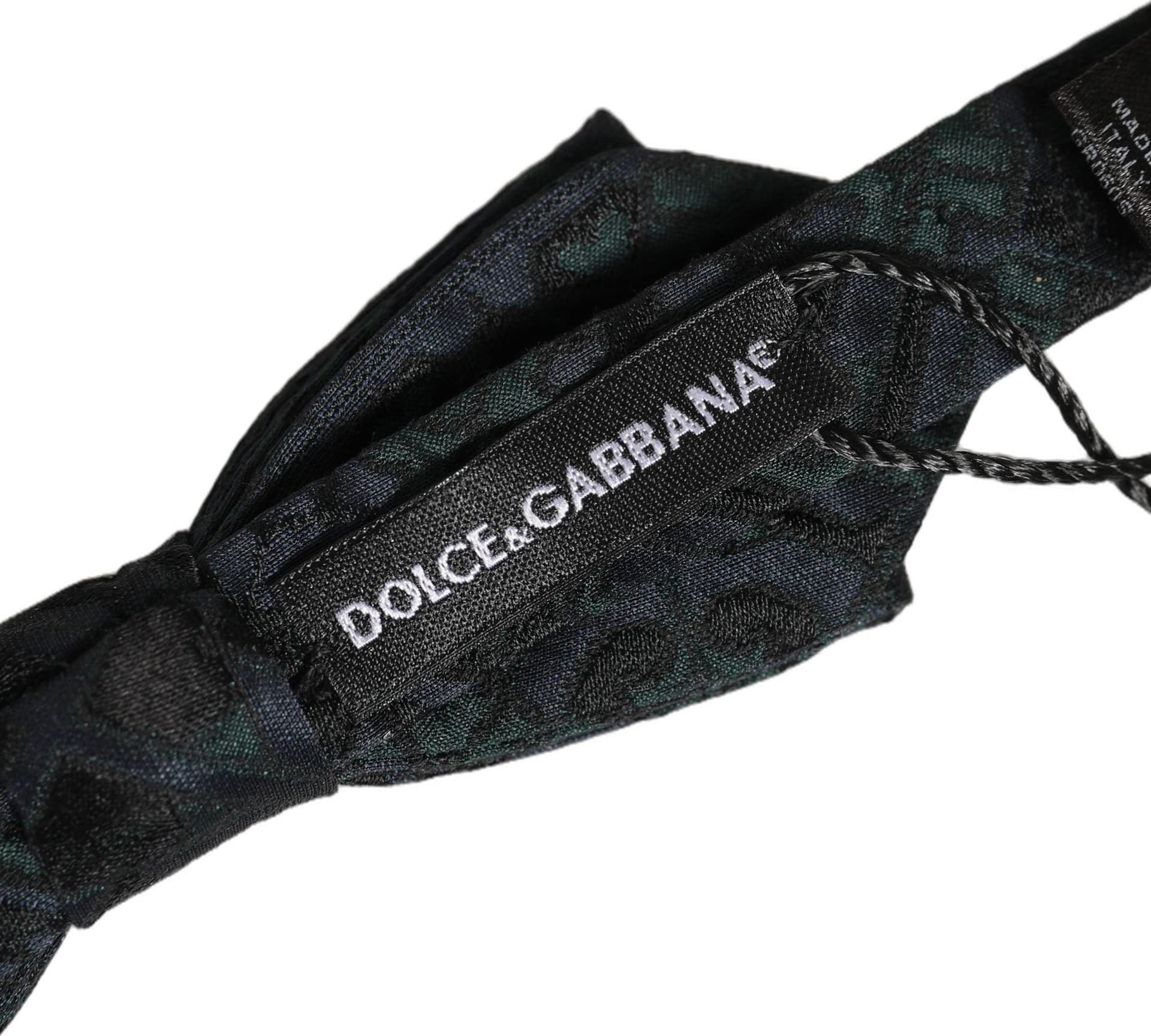 Dolce & Gabbana Men Black Green Paisley Adjustable Neck Papillon Bow Tie - 5