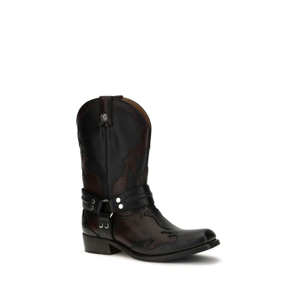 Versace Black Calf Leather Bos Taurus Boots - 2