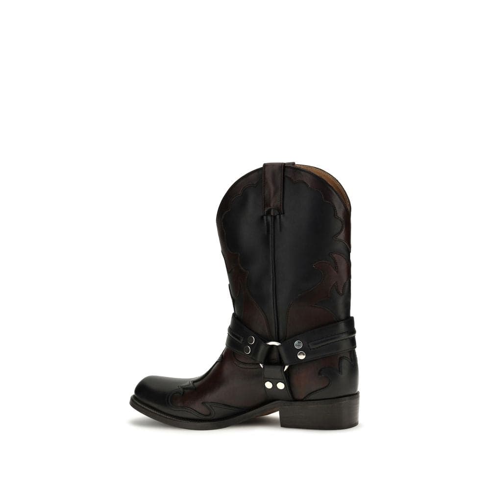 Versace Black Calf Leather Bos Taurus Boots - 3