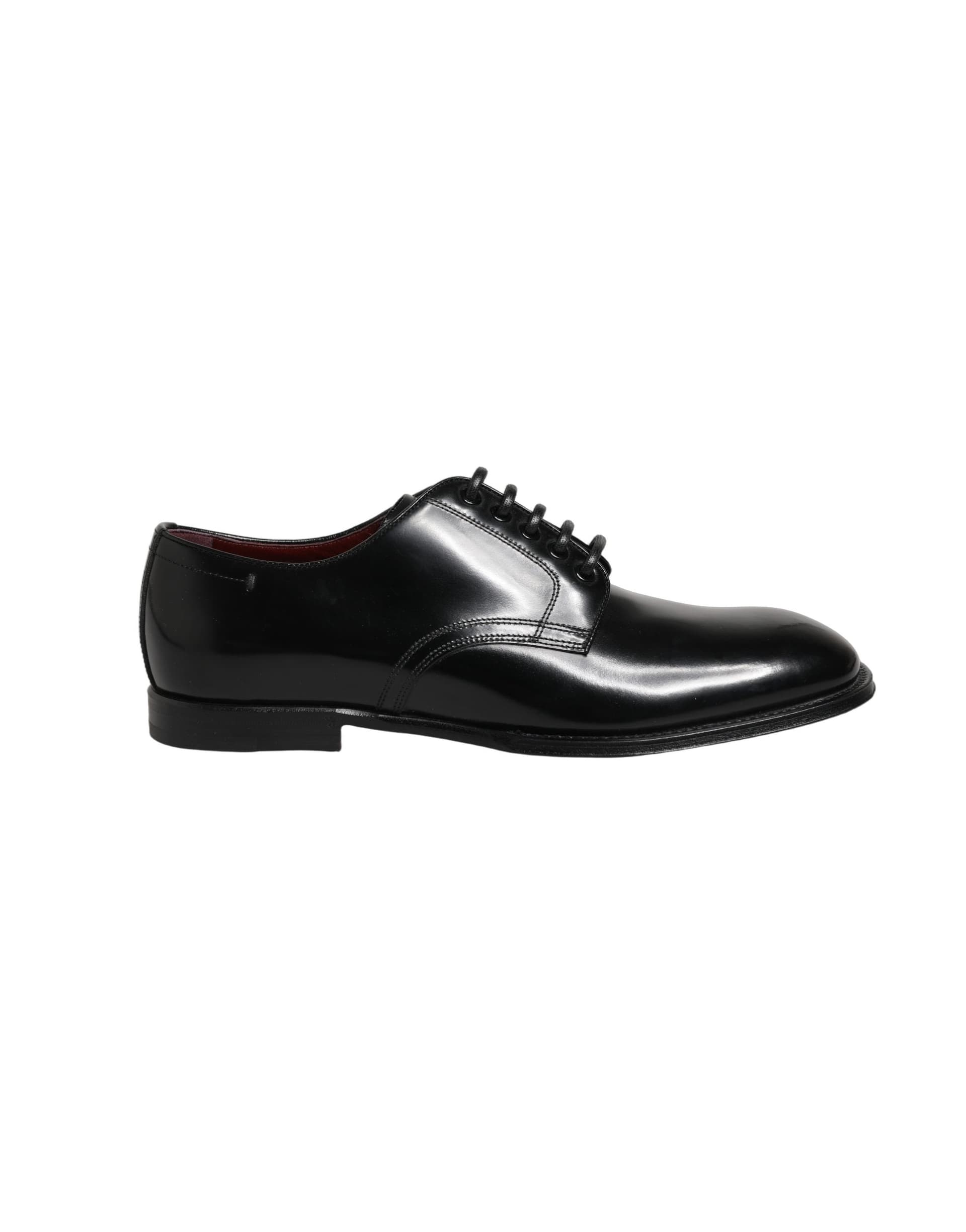 Dolce & Gabbana Black Calfskin Leather Derby Men Dress Shoes - 8