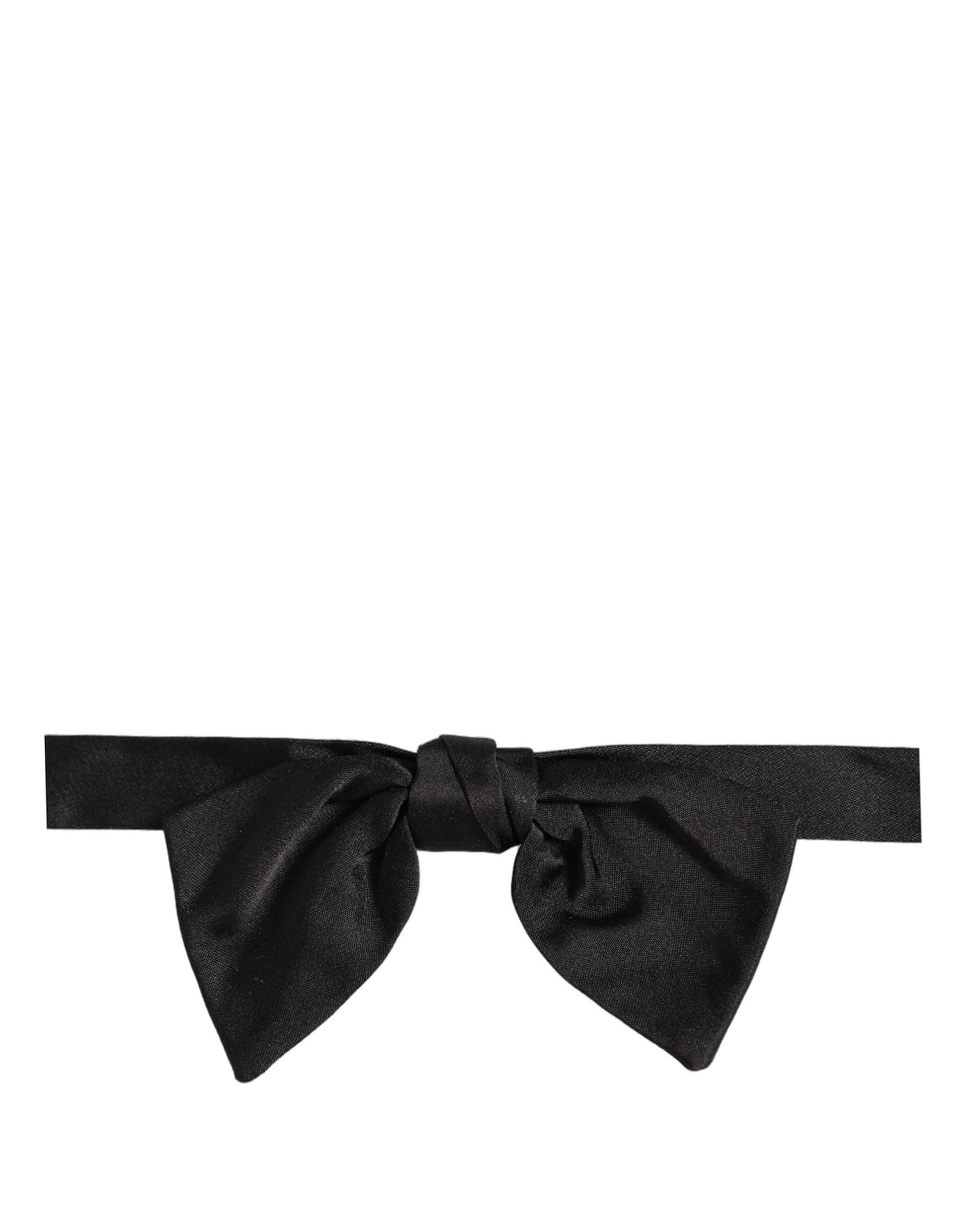 Dolce & Gabbana Men Black 100% SIlk Adjustable Neck Papillon Bow Tie - 3