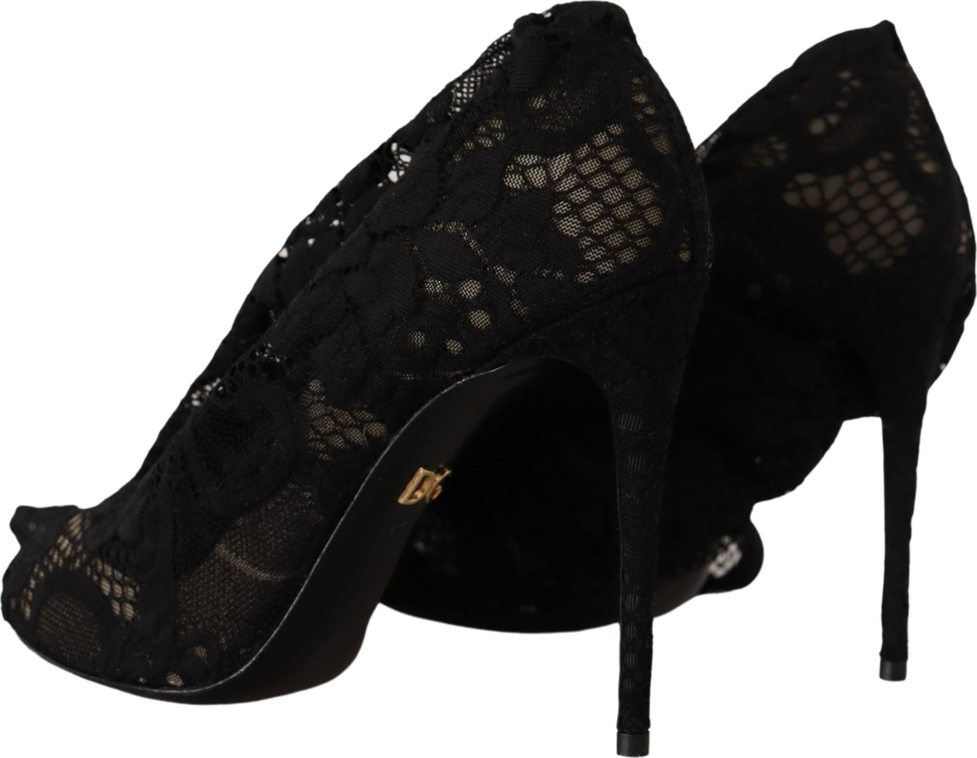 Dolce & Gabbana Black Stretch Socks Taormina Lace Boots Shoes - 2
