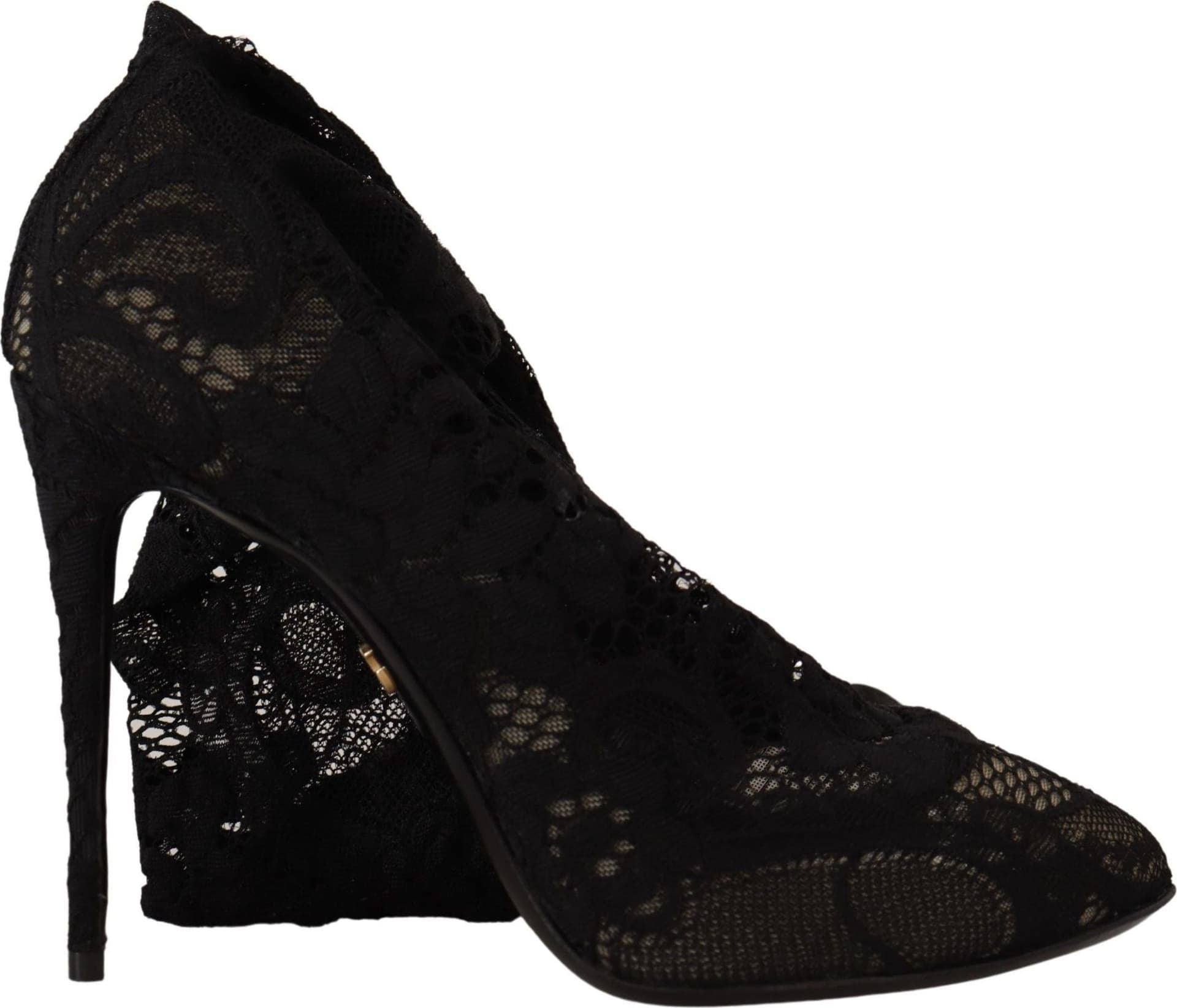Dolce & Gabbana Black Stretch Socks Taormina Lace Boots Shoes - 4