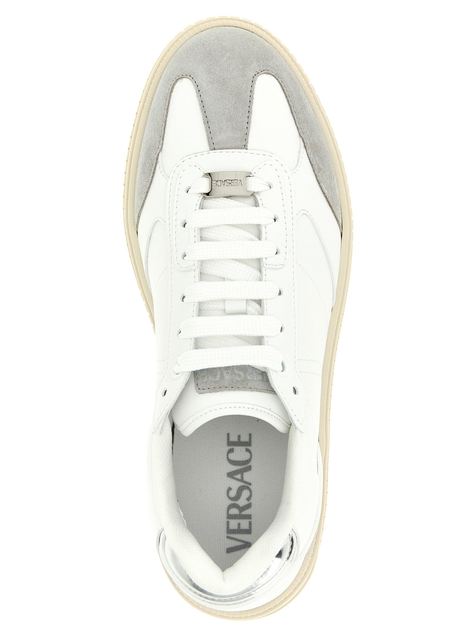 Versace White Calfskin Low Top Sneakers - 4