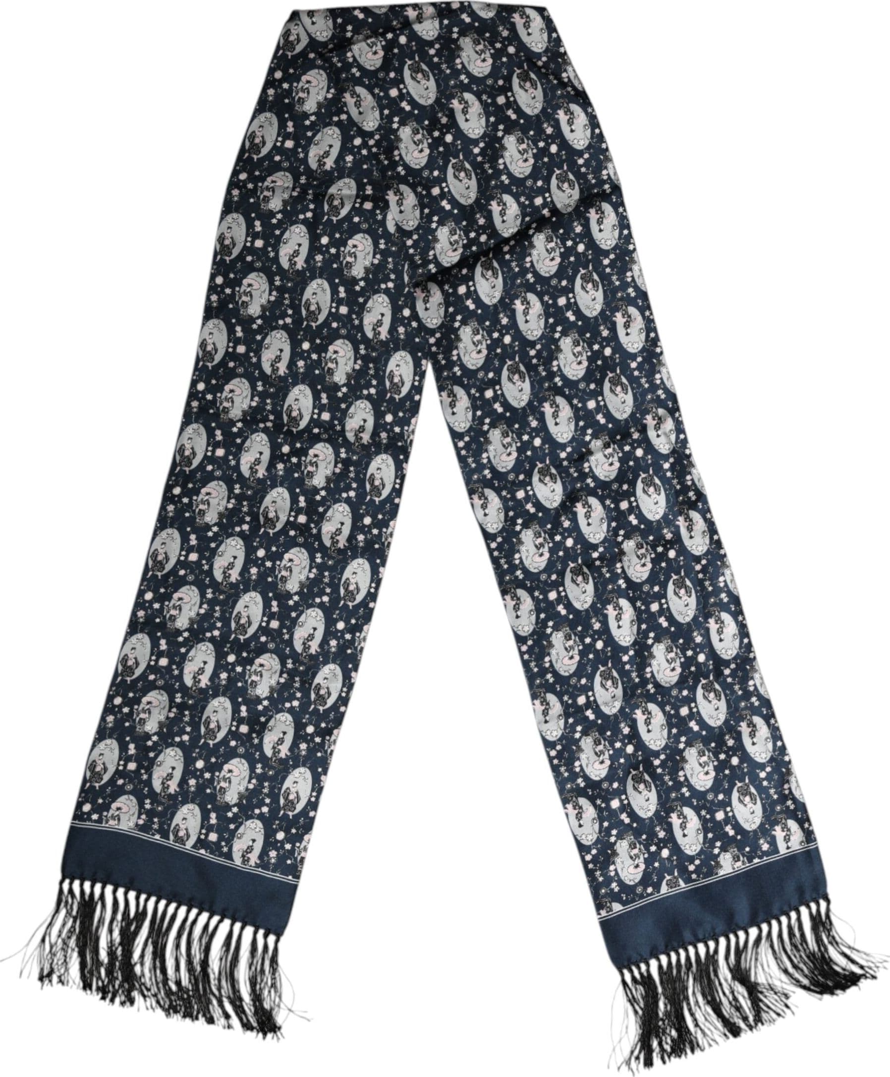 Dolce & Gabbana Navy Blue Silk Neck Wrap Shawl Men Scarf