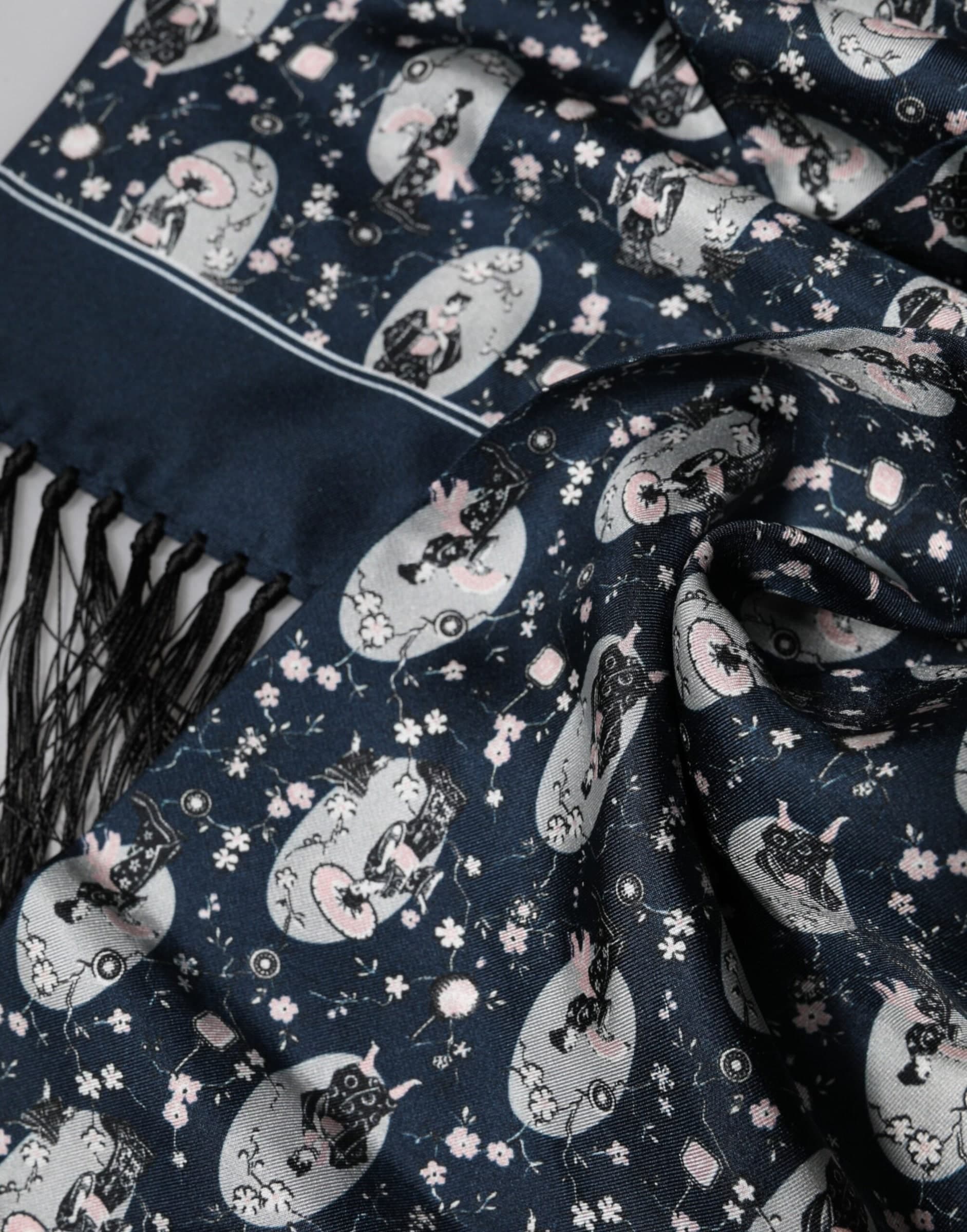 Dolce & Gabbana Navy Blue Silk Neck Wrap Shawl Men Scarf - 4