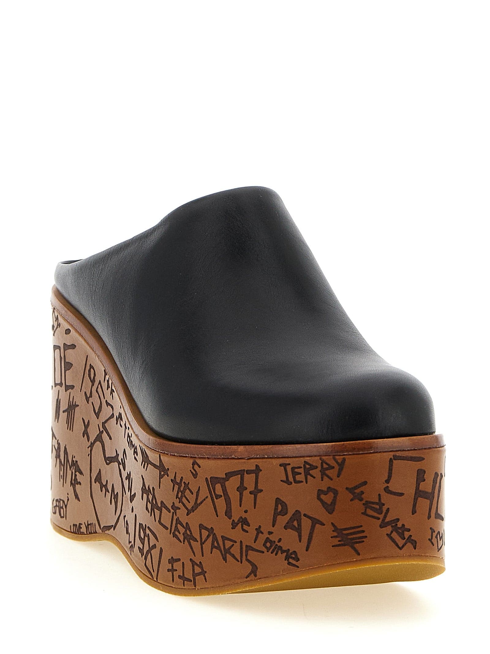 Chloé Black Calfskin Wedge Sandals - 2